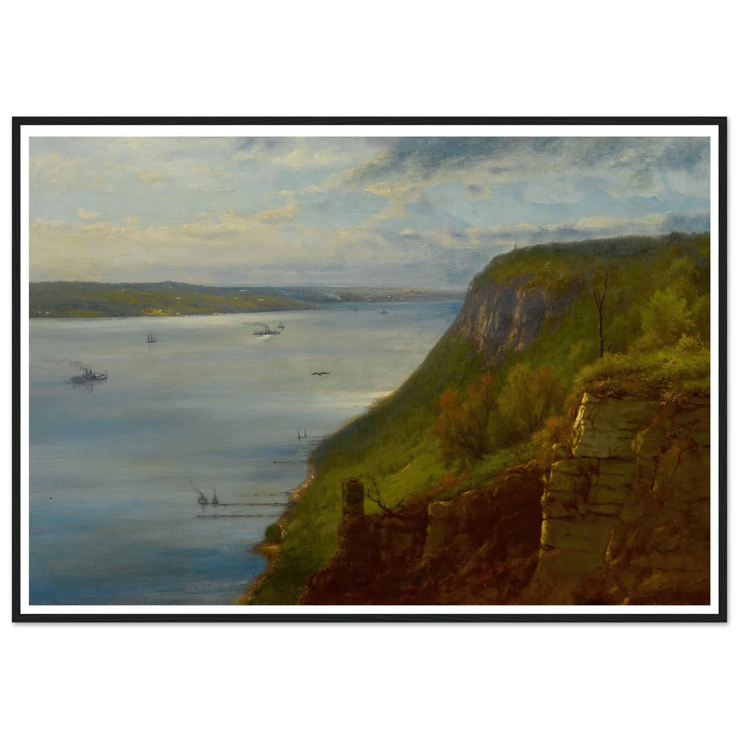 Palisades on the Hudson (1866) Art Print | George Inness - Framed Poster - 30x40 cm / 12x16″ - Black frame