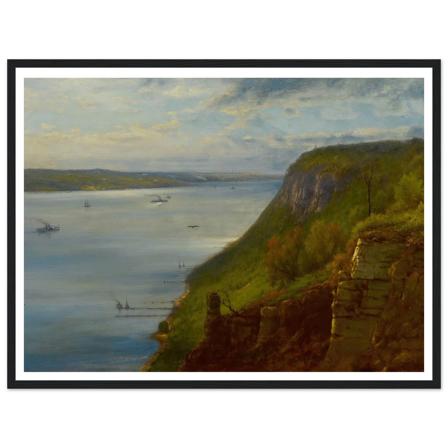 Palisades on the Hudson (1866) Art Print | George Inness - Framed Poster - 30x40 cm / 12x16″ - Black frame
