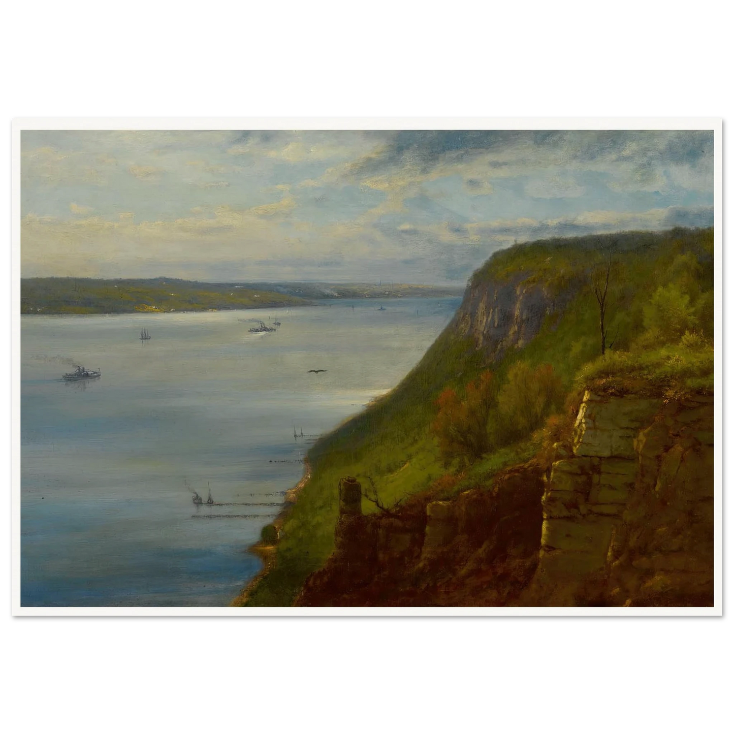 Palisades on the Hudson (1866) Art Print | George Inness - Framed Poster - 30x40 cm / 12x16″ - Black frame