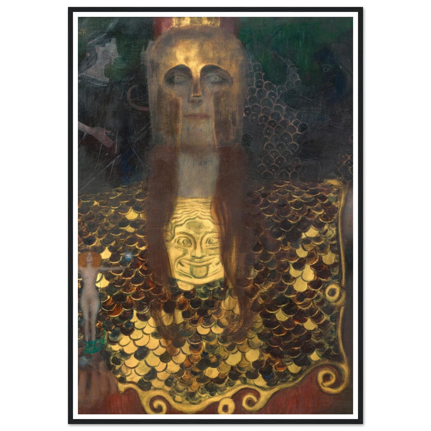 Pallas Athene (1898) Art Print | Gustav Klimt - Framed Poster - 30x40 cm / 12x16″ - Black frame