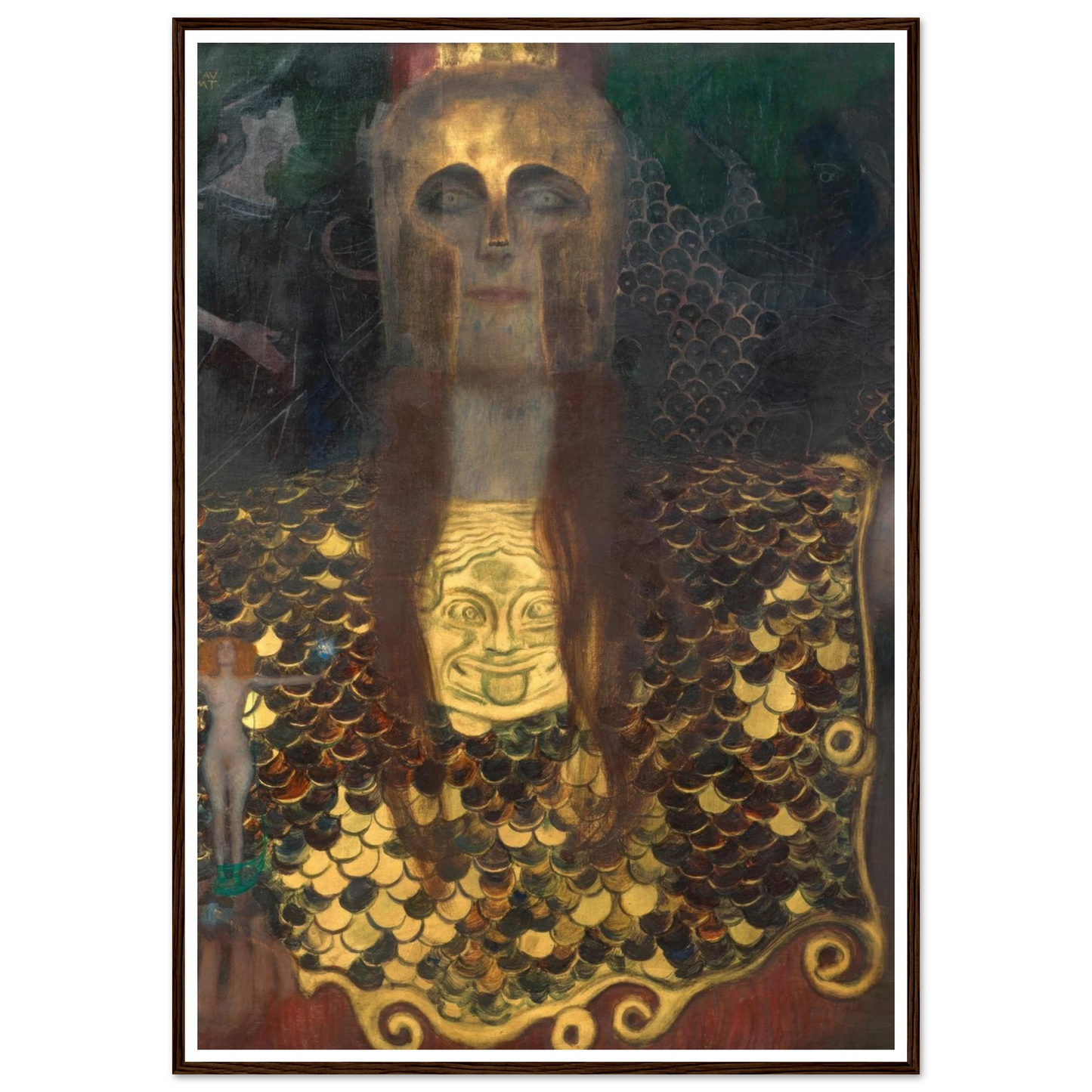 Pallas Athene (1898) Art Print | Gustav Klimt - Framed Poster - 30x40 cm / 12x16″ - Black frame