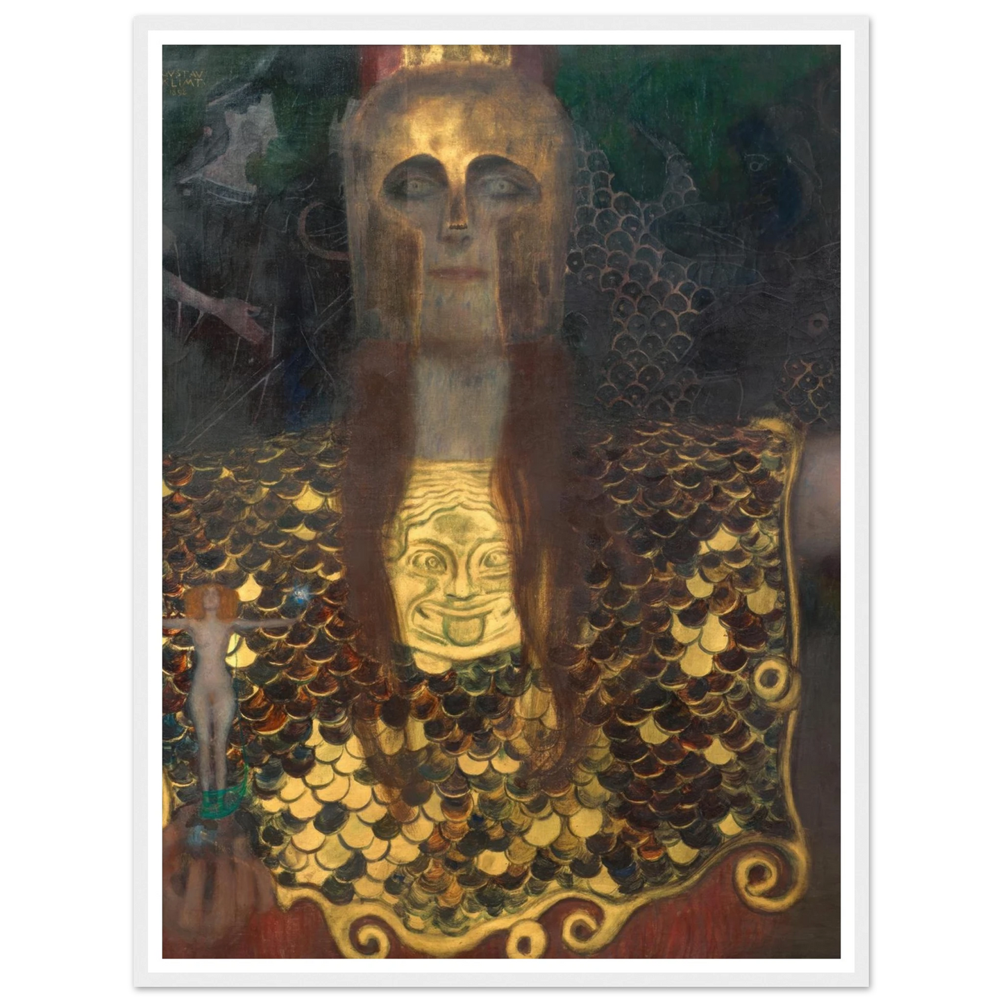 Pallas Athene (1898) Art Print | Gustav Klimt - Framed Poster - 30x40 cm / 12x16″ - Black frame