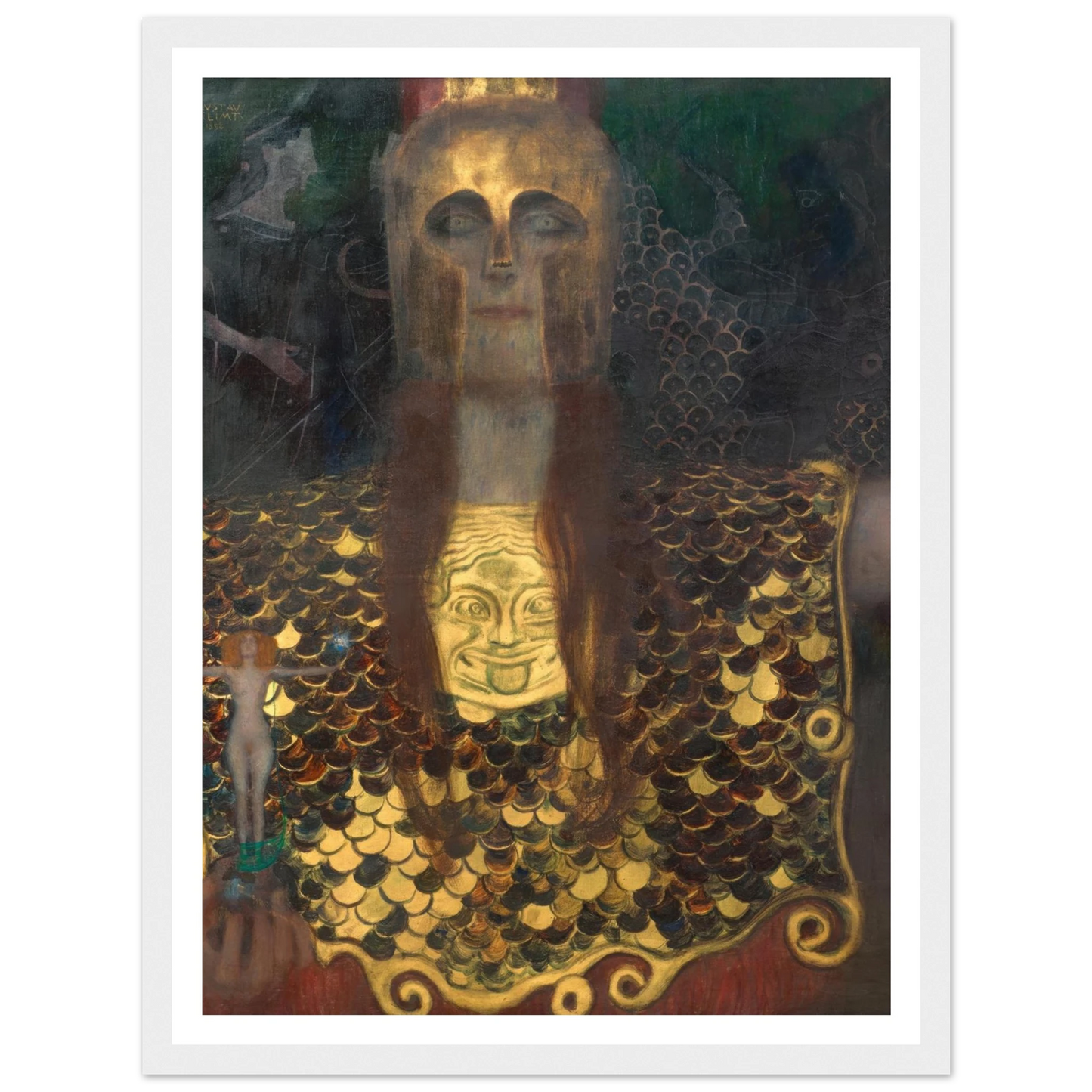 Pallas Athene (1898) Art Print | Gustav Klimt - Framed Poster - 30x40 cm / 12x16″ - Black frame