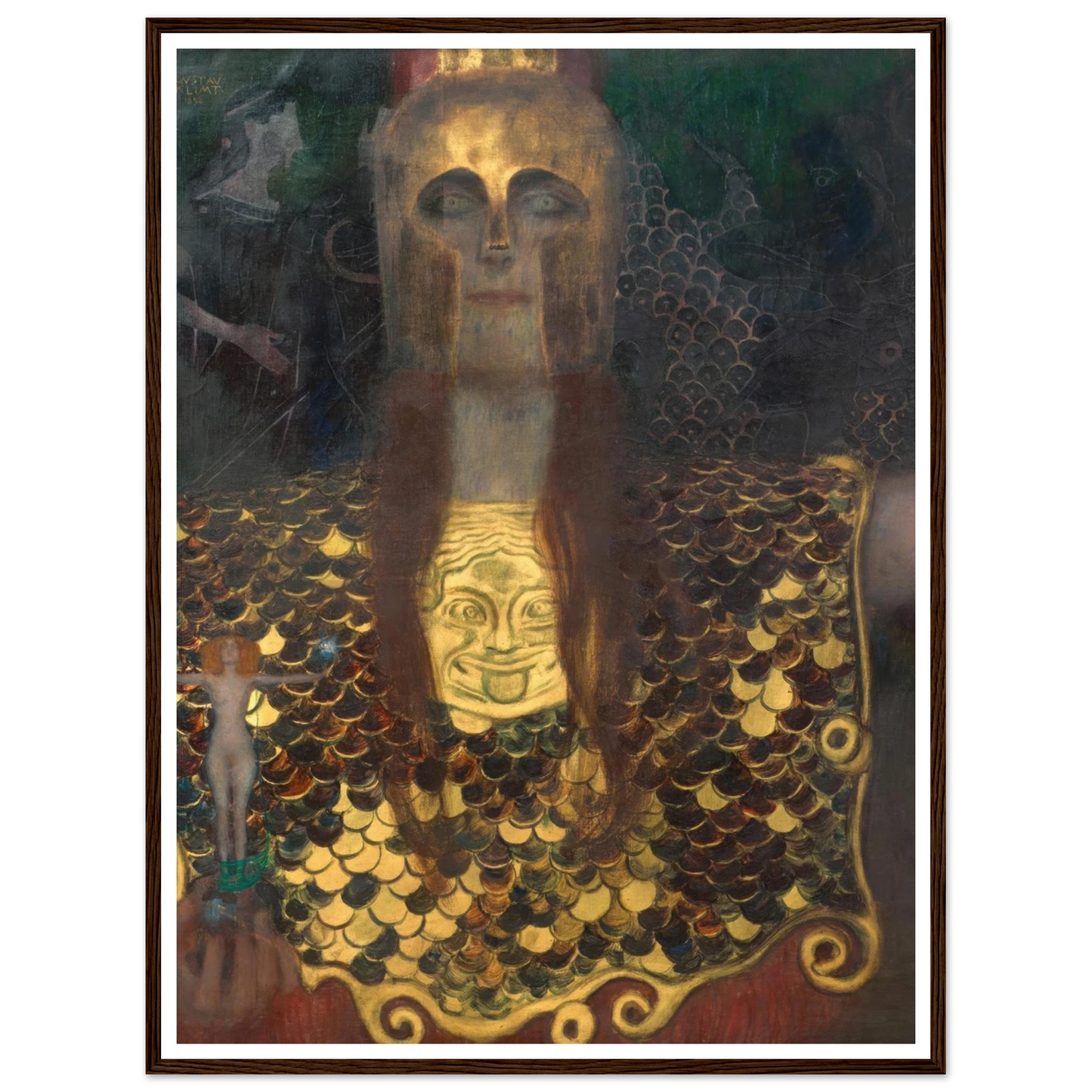 Pallas Athene (1898) Art Print | Gustav Klimt - Framed Poster - 30x40 cm / 12x16″ - Black frame