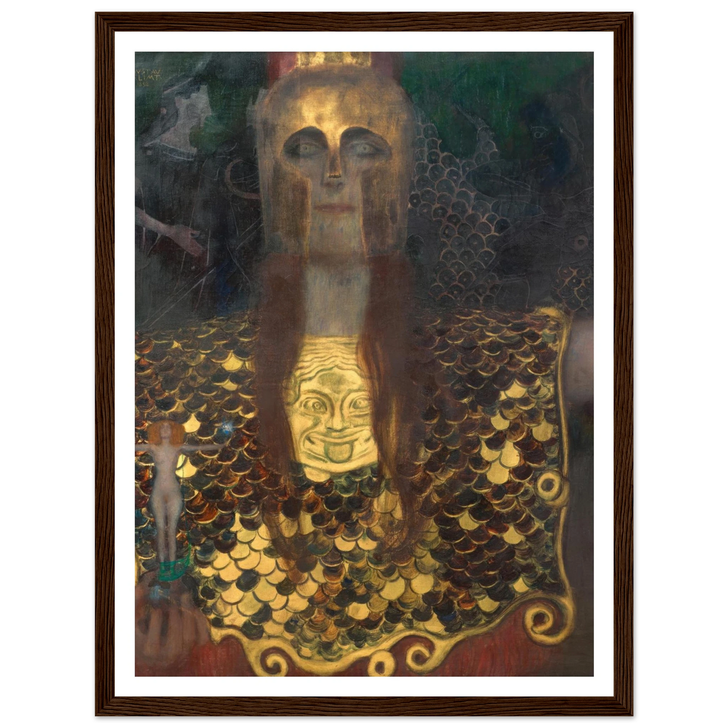 Pallas Athene (1898) Art Print | Gustav Klimt - Framed Poster - 30x40 cm / 12x16″ - Black frame