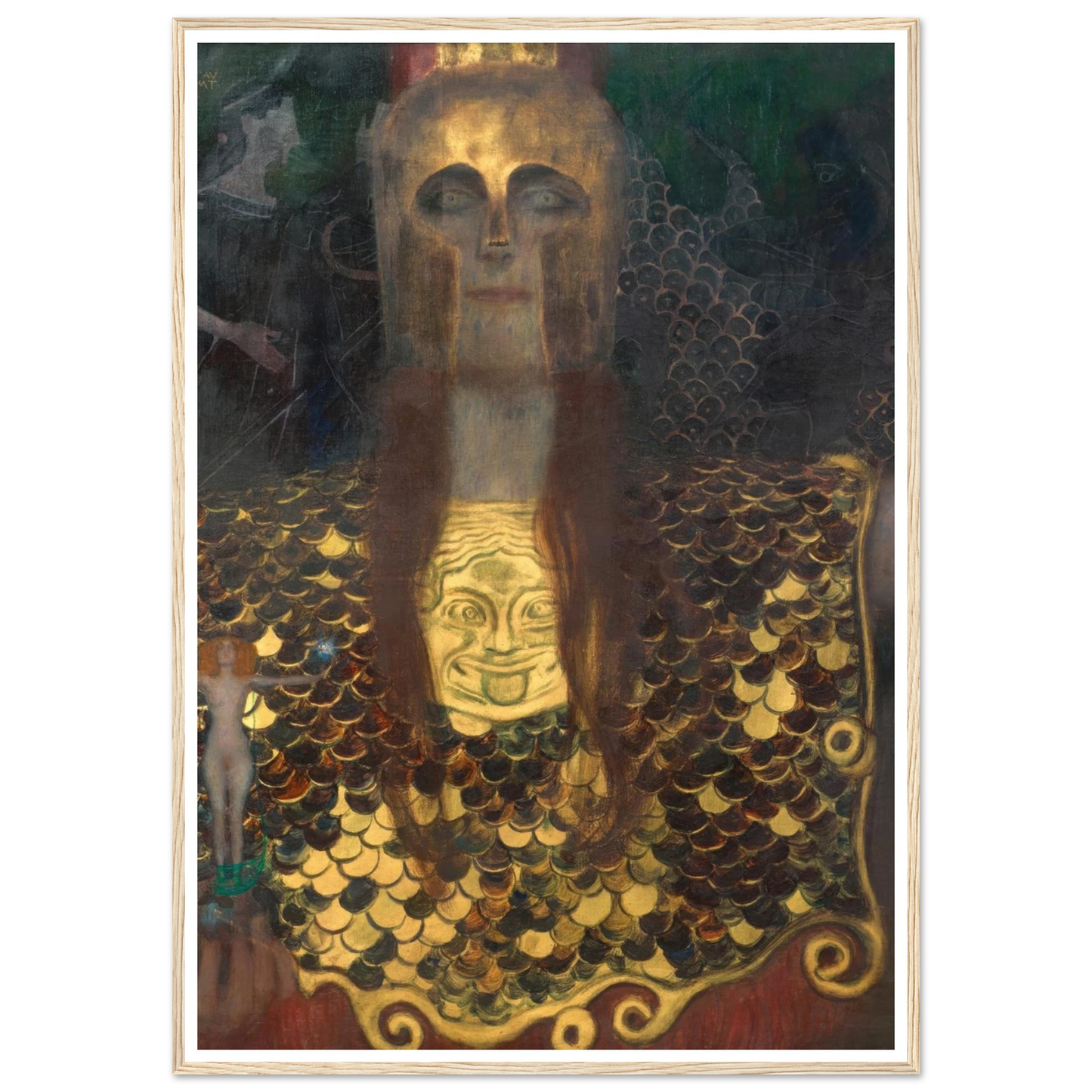 Pallas Athene (1898) Art Print | Gustav Klimt - Framed Poster - 30x40 cm / 12x16″ - Black frame