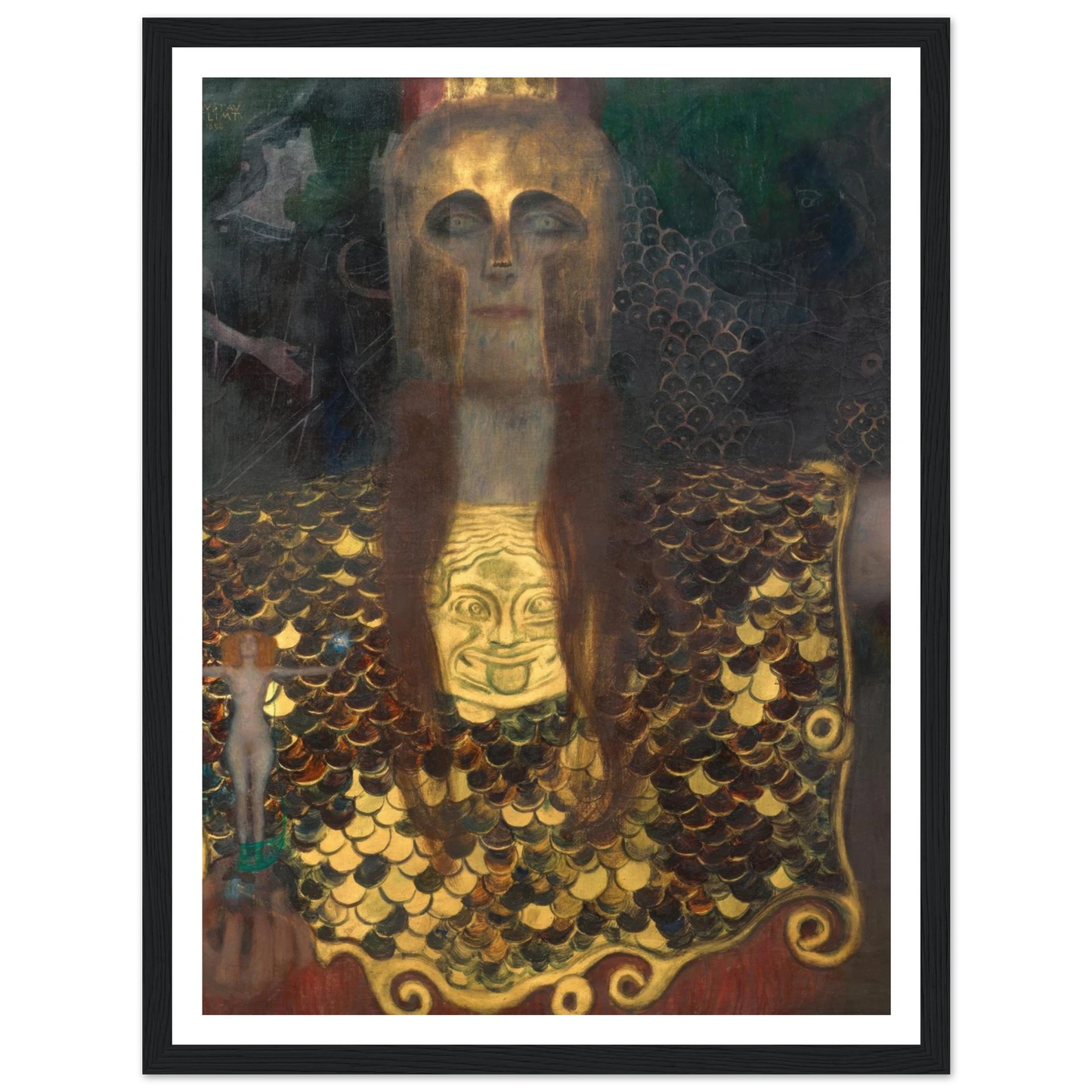 Pallas Athene (1898) Art Print | Gustav Klimt - Framed Poster - 30x40 cm / 12x16″ - Black frame