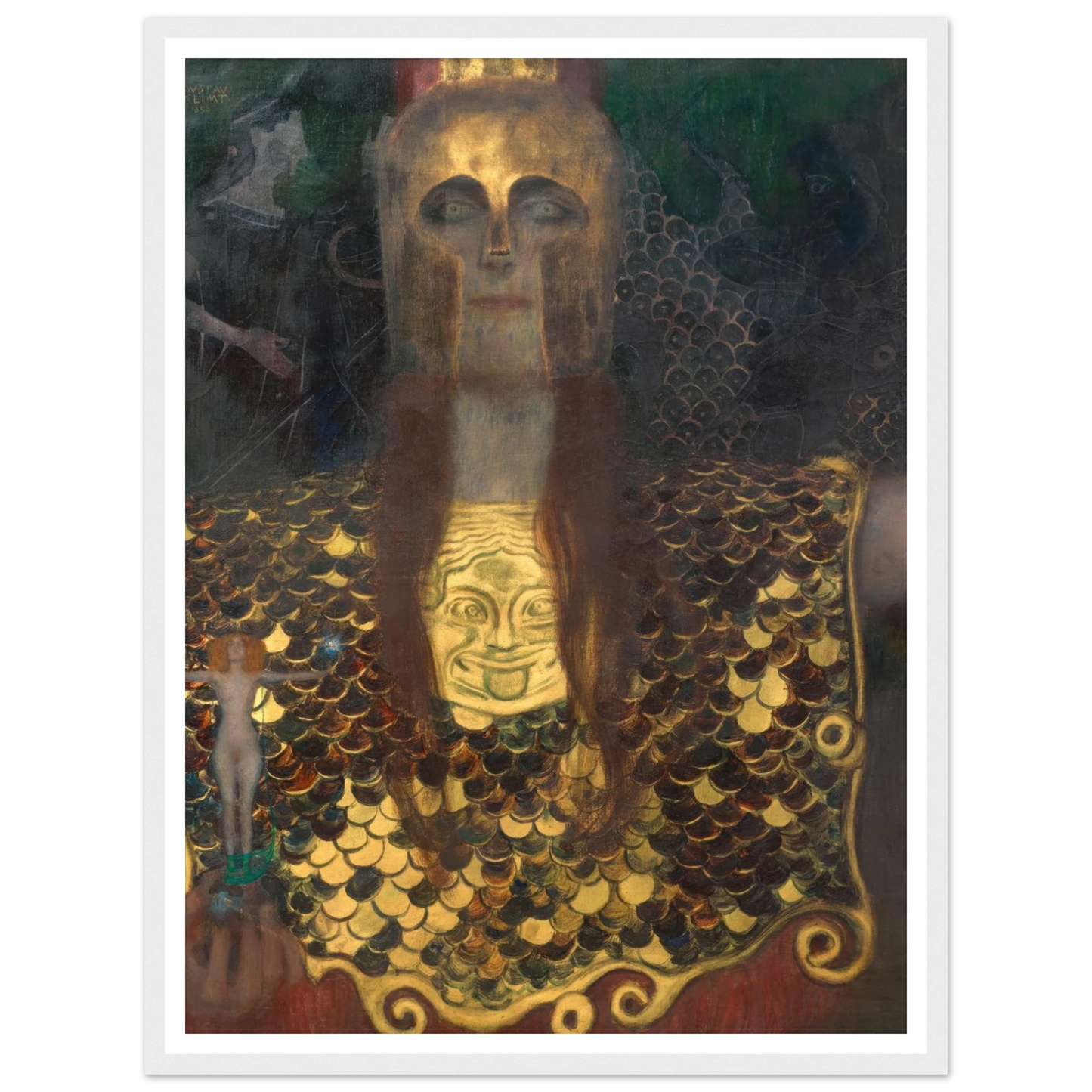 Pallas Athene (1898) Art Print | Gustav Klimt - Framed Poster - 30x40 cm / 12x16″ - Black frame
