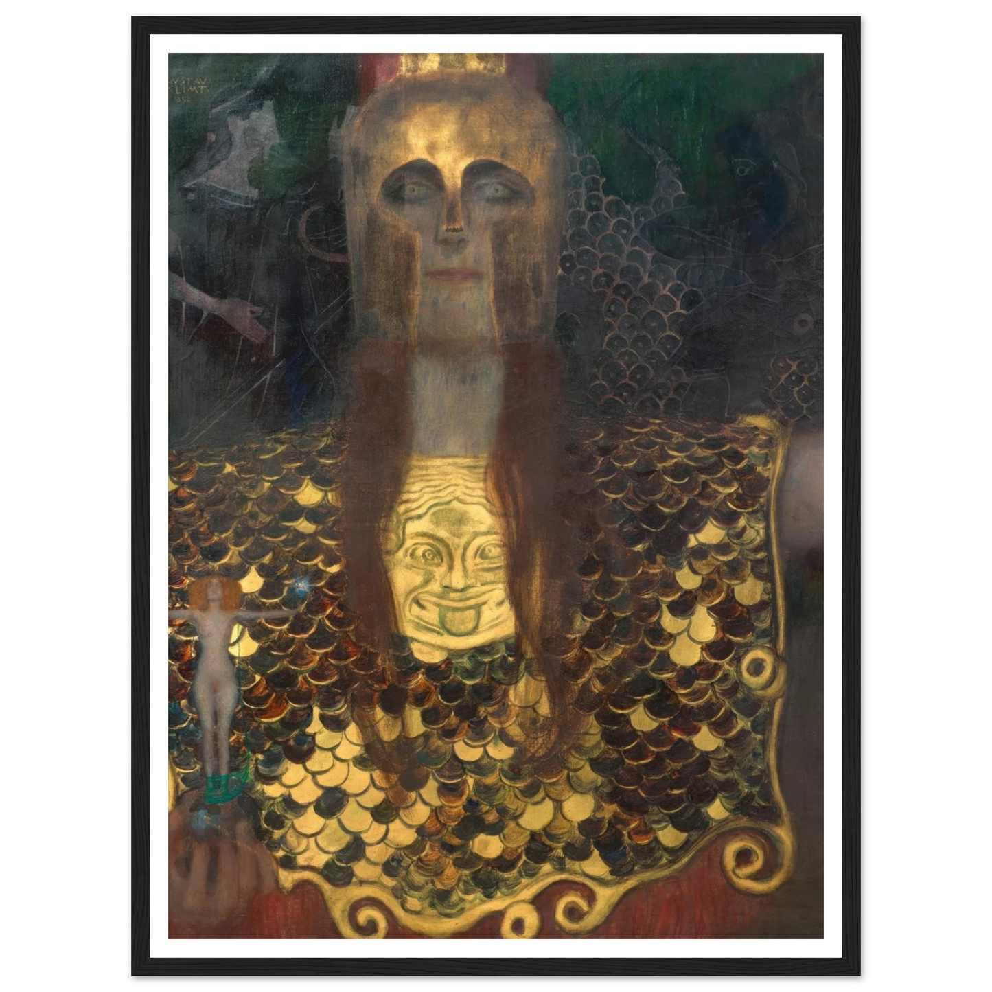 Pallas Athene (1898) Art Print | Gustav Klimt - Framed Poster - 30x40 cm / 12x16″ - Black frame