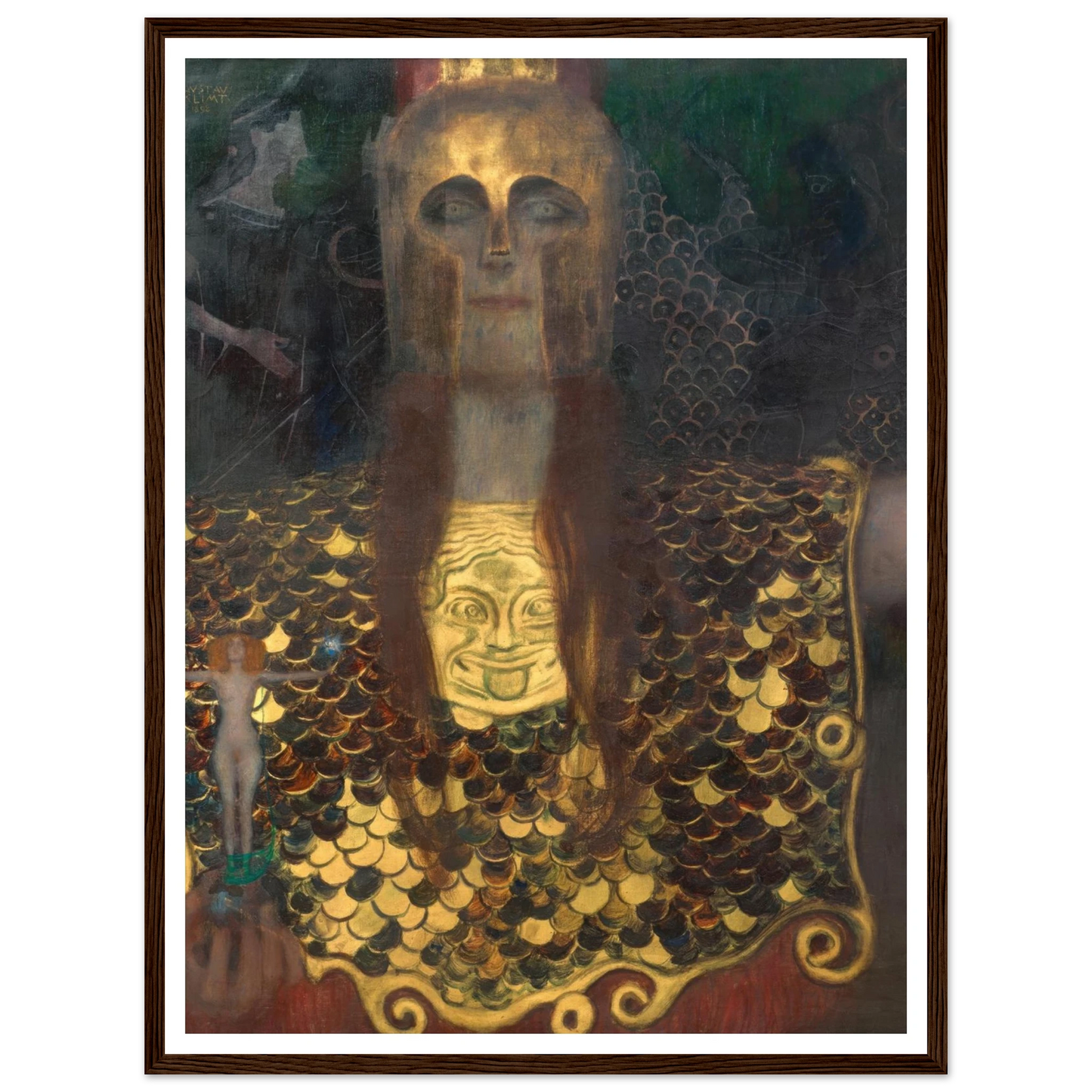 Pallas Athene (1898) Art Print | Gustav Klimt - Framed Poster - 30x40 cm / 12x16″ - Black frame