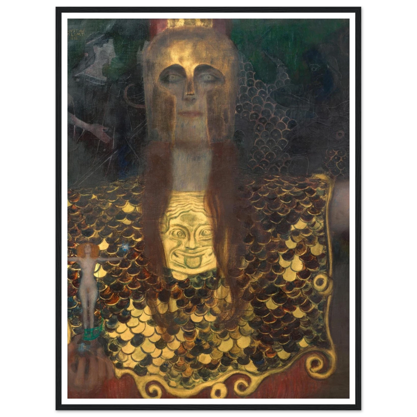 Pallas Athene (1898) Art Print | Gustav Klimt - Framed Poster - 30x40 cm / 12x16″ - Black frame