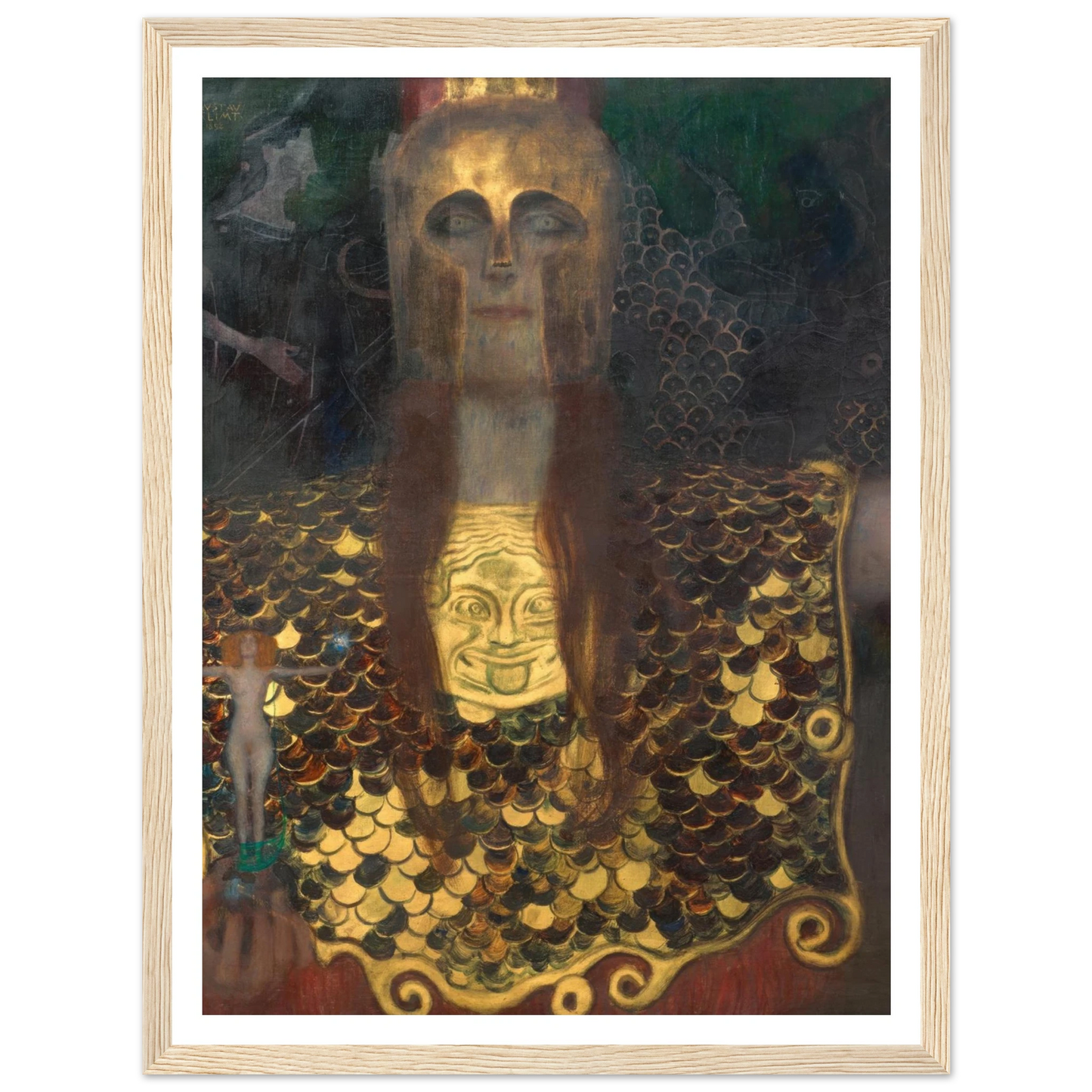 Pallas Athene (1898) Art Print | Gustav Klimt - Framed Poster - 30x40 cm / 12x16″ - Black frame