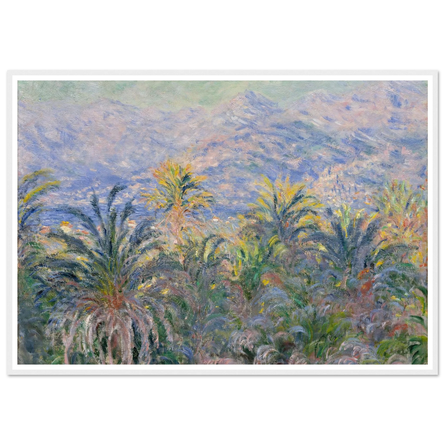 Palm Trees at Bordighera (1884) Art Print | Claude Monet - Framed Poster - 30x40 cm / 12x16″ - Black frame
