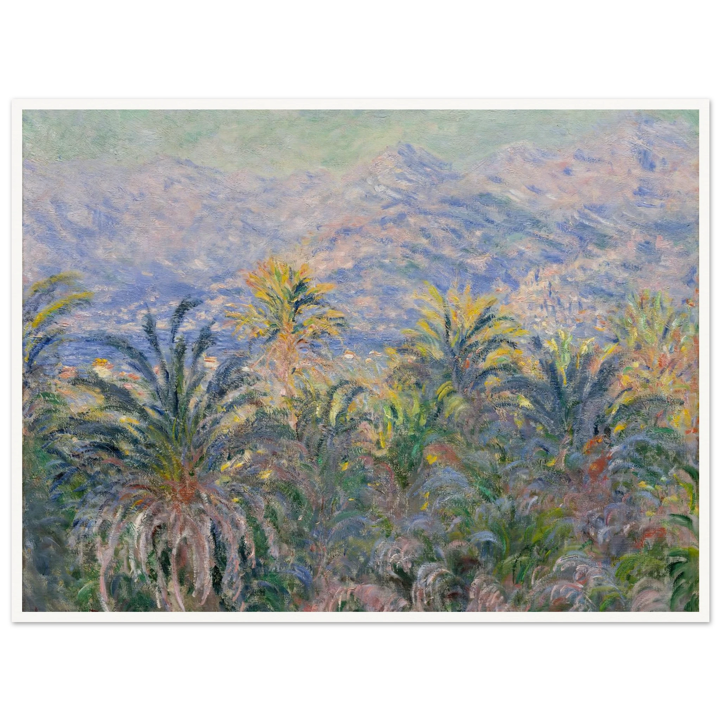 Palm Trees at Bordighera (1884) Art Print | Claude Monet - Framed Poster - 30x40 cm / 12x16″ - Black frame