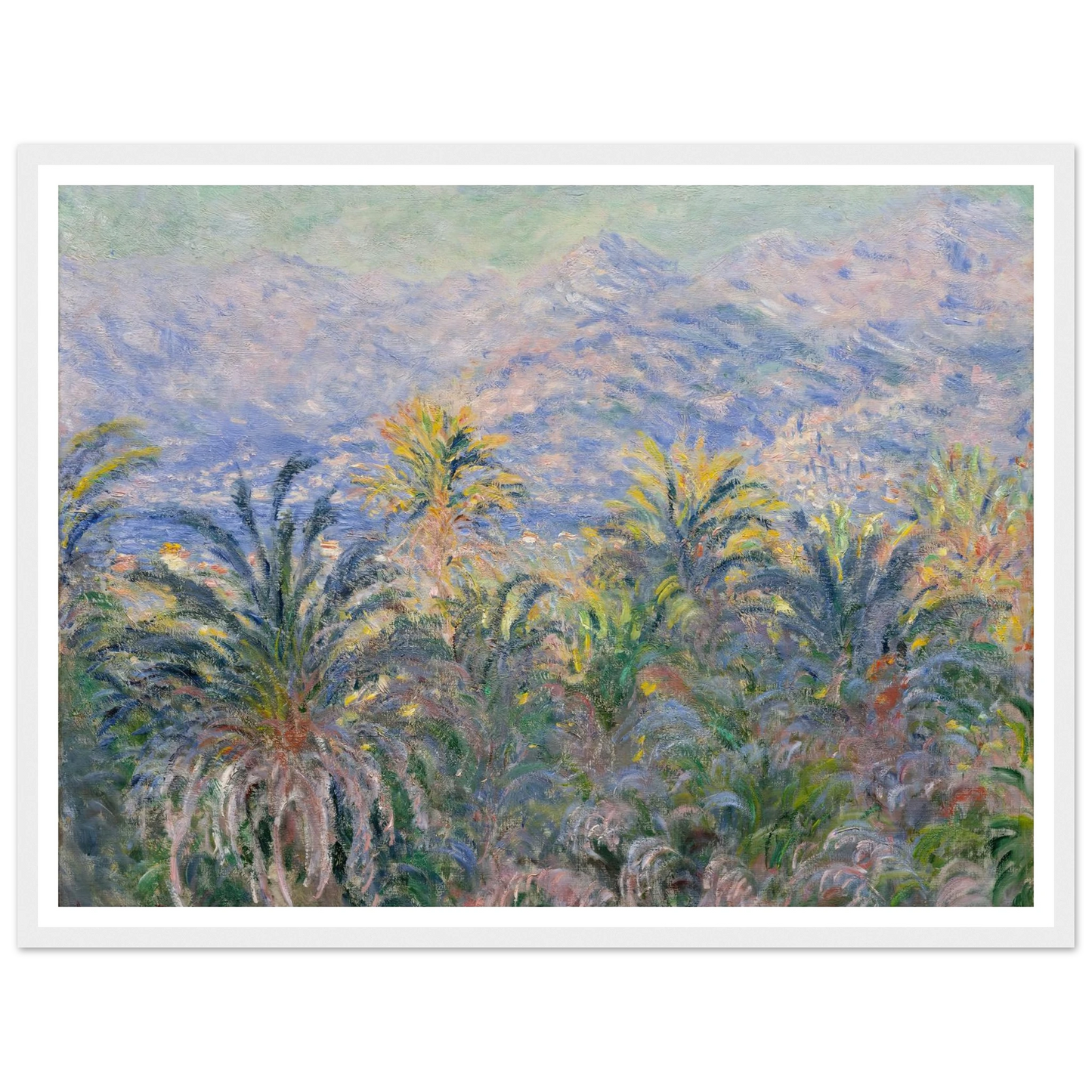 Palm Trees at Bordighera (1884) Art Print | Claude Monet - Framed Poster - 30x40 cm / 12x16″ - Black frame