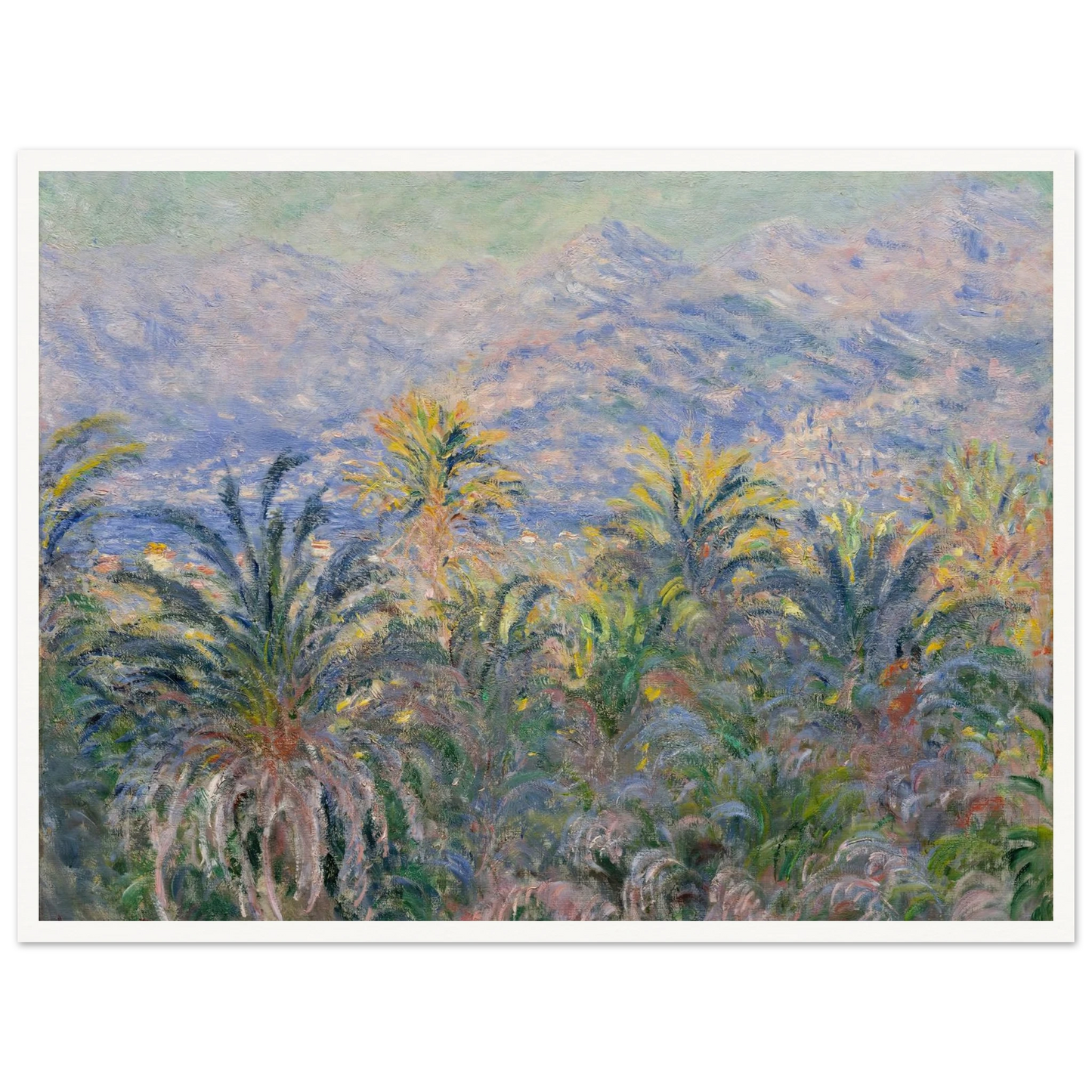 Palm Trees at Bordighera (1884) Art Print | Claude Monet - Framed Poster - 30x40 cm / 12x16″ - Black frame