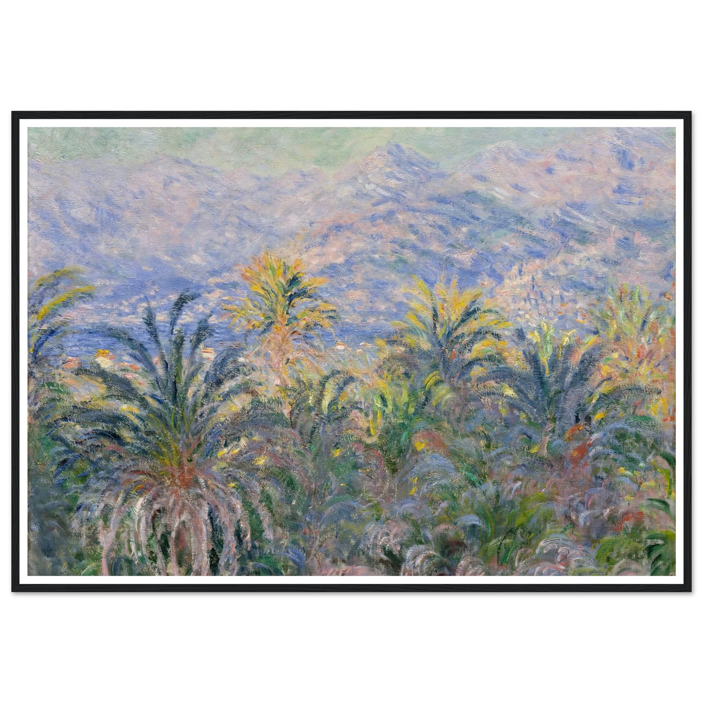 Palm Trees at Bordighera (1884) Art Print | Claude Monet - Framed Poster - 30x40 cm / 12x16″ - Black frame