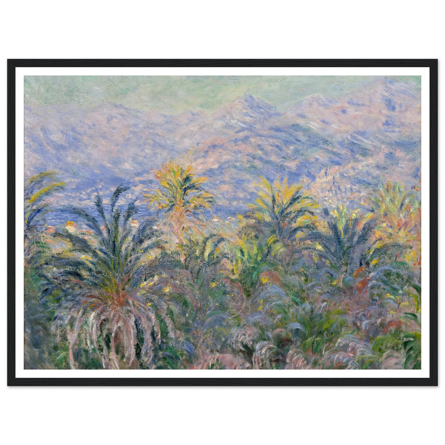Palm Trees at Bordighera (1884) Art Print | Claude Monet - Framed Poster - 30x40 cm / 12x16″ - Black frame