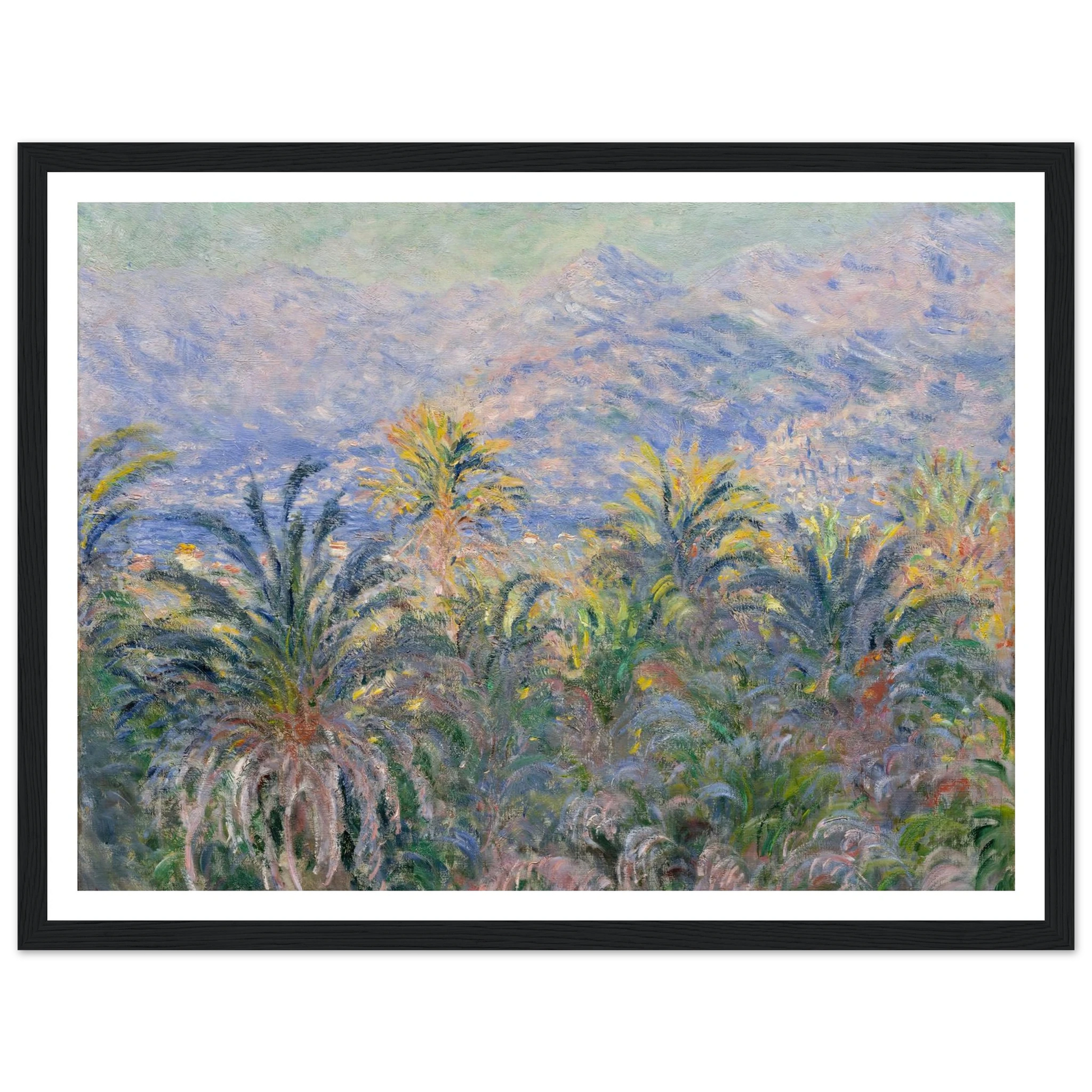 Palm Trees at Bordighera (1884) Art Print | Claude Monet - Framed Poster - 30x40 cm / 12x16″ - Black frame