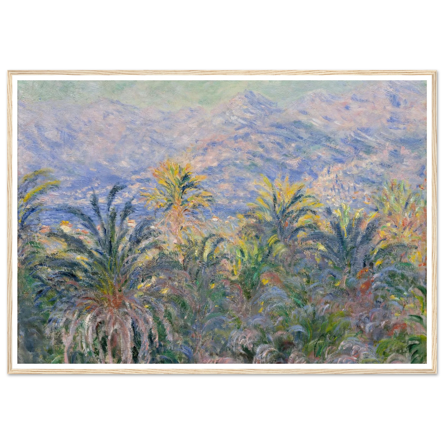 Palm Trees at Bordighera (1884) Art Print | Claude Monet - Framed Poster - 30x40 cm / 12x16″ - Black frame