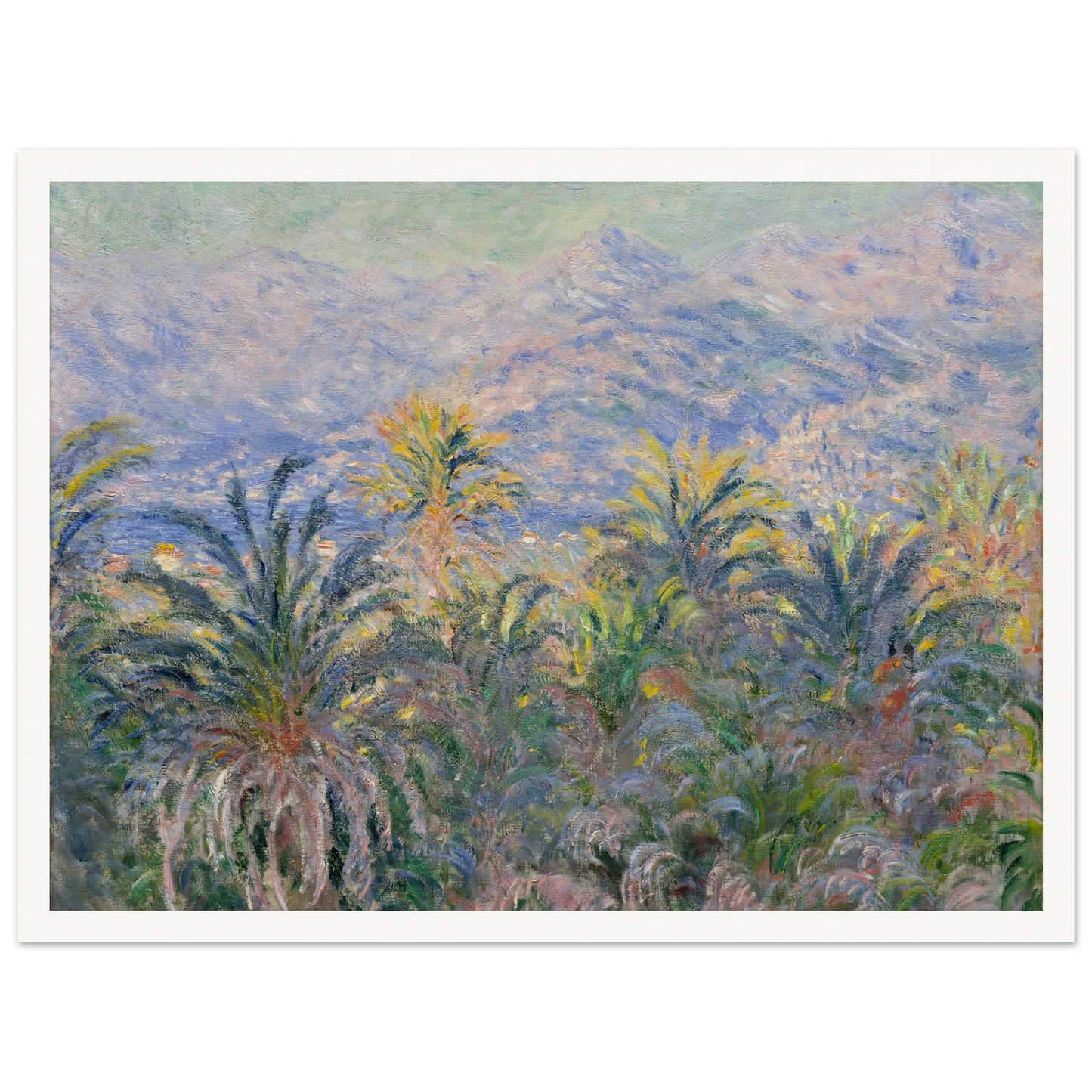 Palm Trees at Bordighera (1884) Art Print | Claude Monet - Framed Poster - 30x40 cm / 12x16″ - Black frame