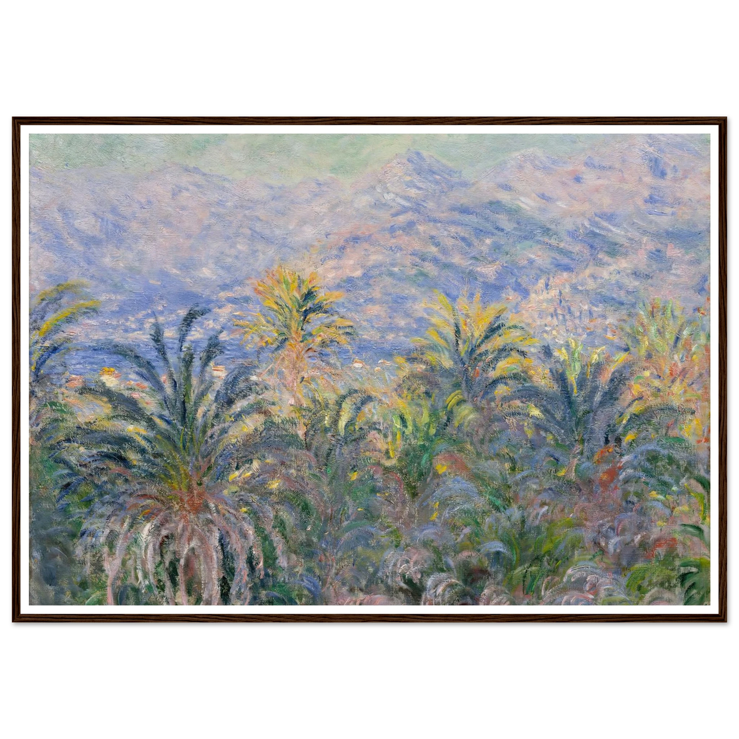 Palm Trees at Bordighera (1884) Art Print | Claude Monet - Framed Poster - 30x40 cm / 12x16″ - Black frame