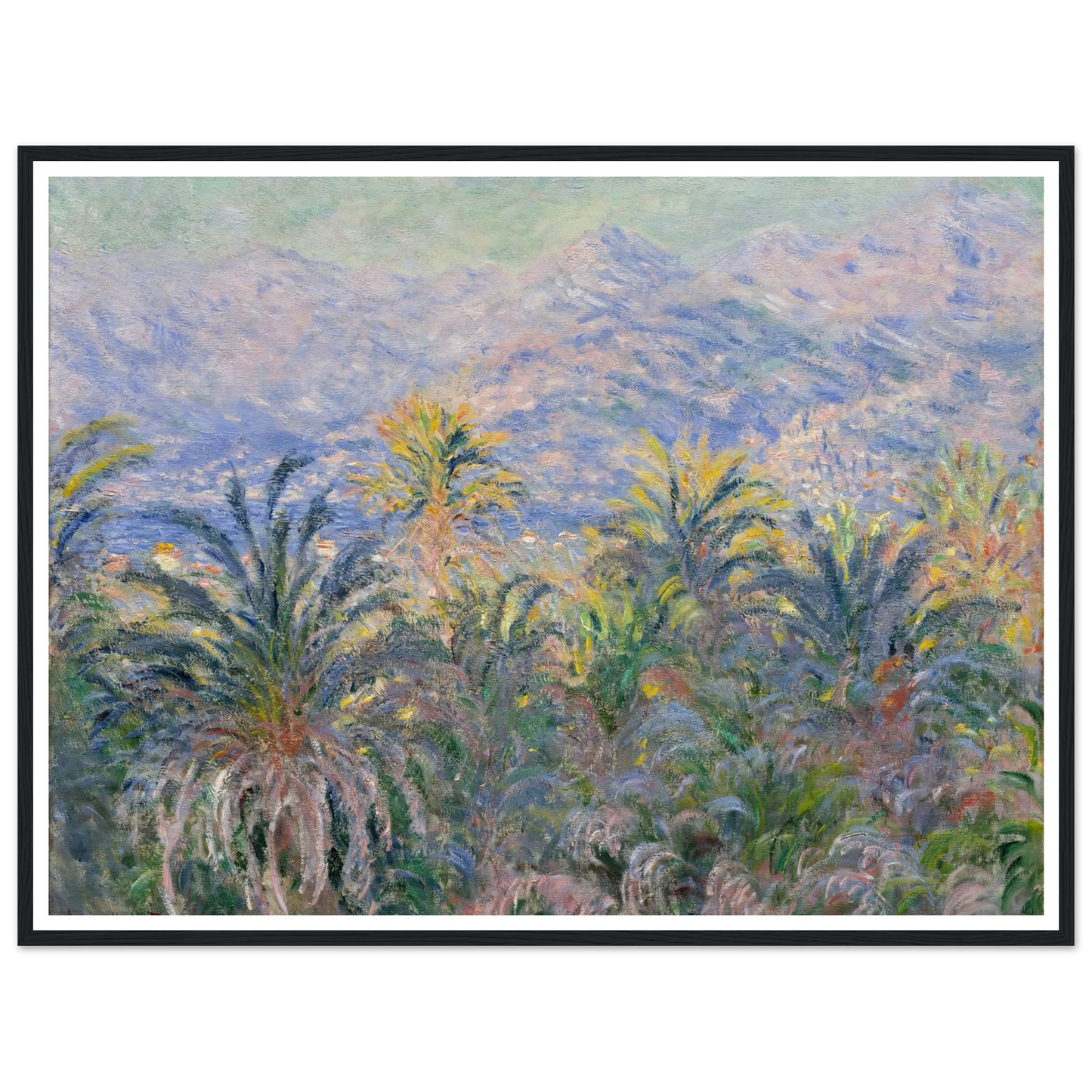 Palm Trees at Bordighera (1884) Art Print | Claude Monet - Framed Poster - 30x40 cm / 12x16″ - Black frame