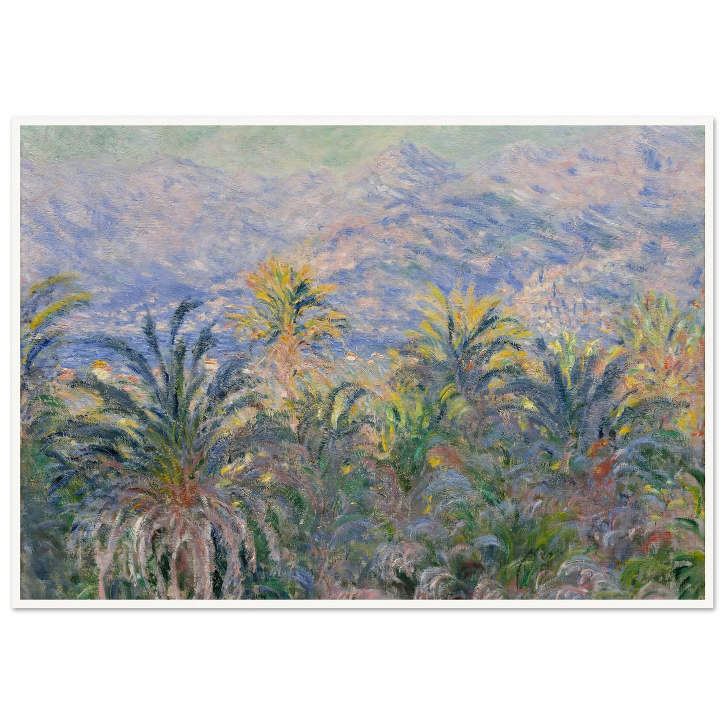 Palm Trees at Bordighera (1884) Art Print | Claude Monet - Framed Poster - 30x40 cm / 12x16″ - Black frame