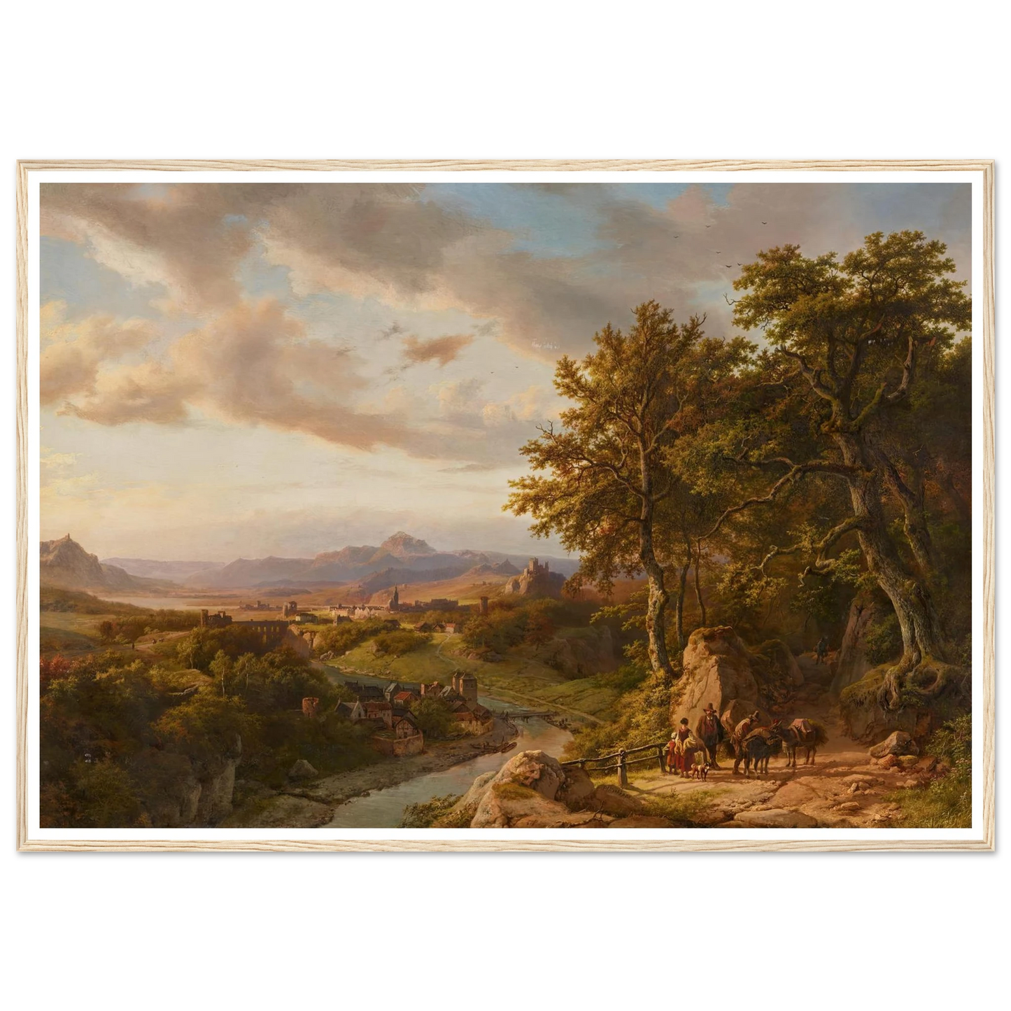 Panoramalandschaft am Mittelrhein (1852) Art Print | Barend Cornelis Koekkoek - Framed Poster - 30x40 cm / 12x16″ - Black frame