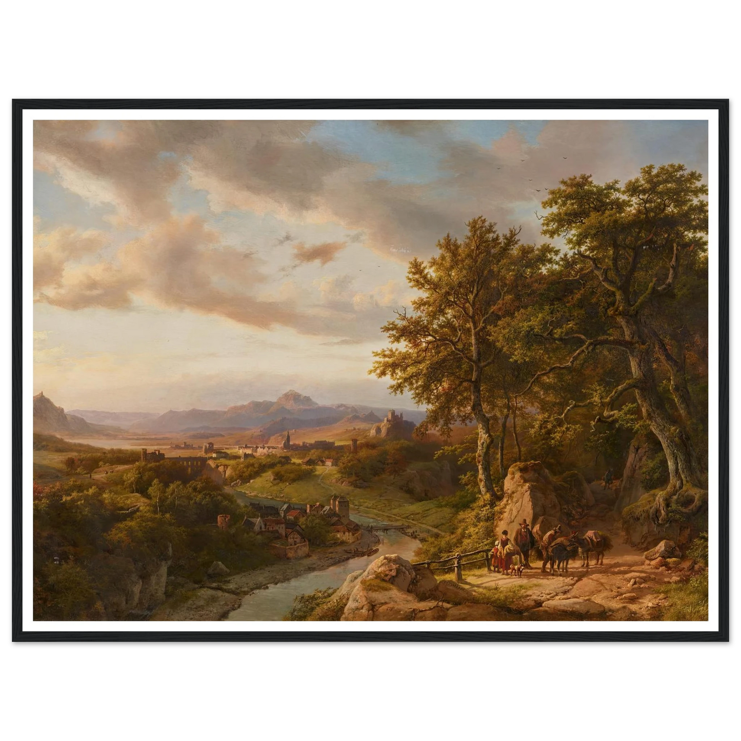 Panoramalandschaft am Mittelrhein (1852) Art Print | Barend Cornelis Koekkoek - Framed Poster - 30x40 cm / 12x16″ - Black frame