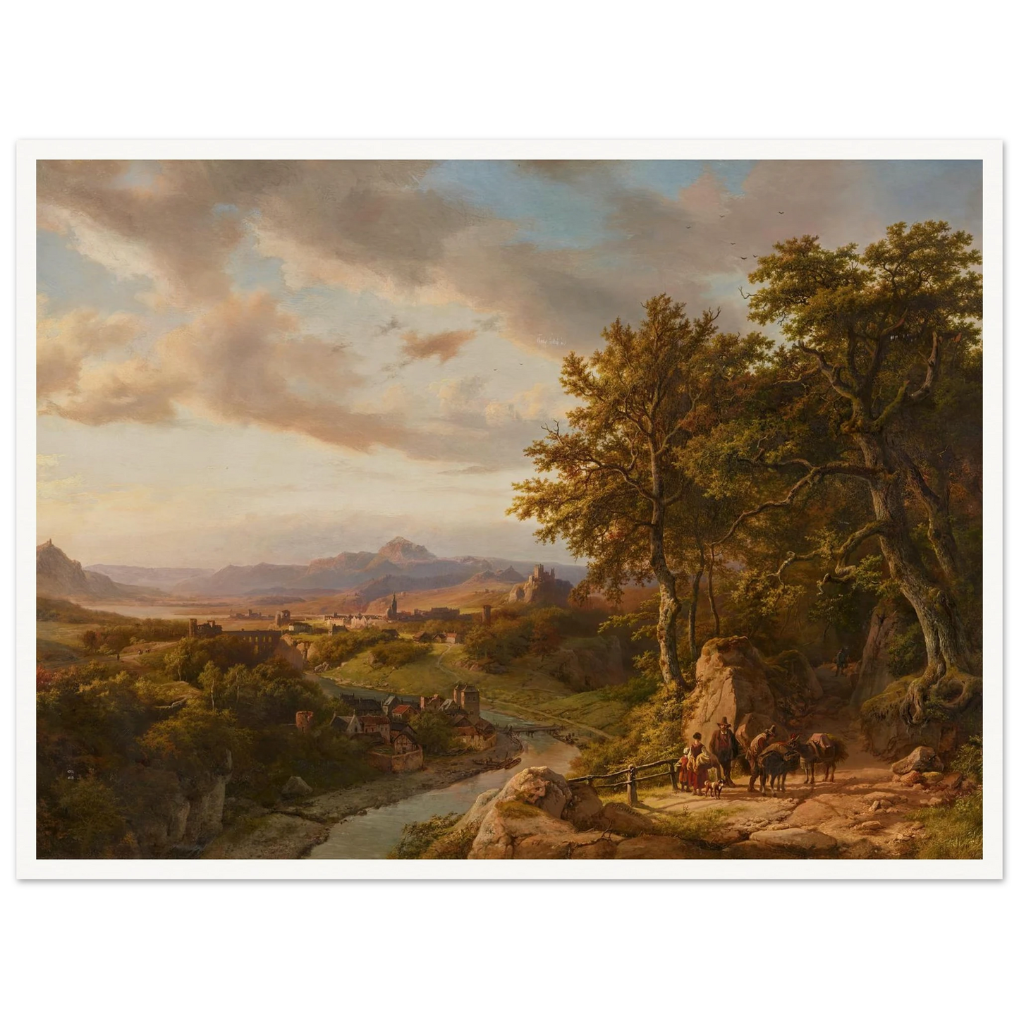 Panoramalandschaft am Mittelrhein (1852) Art Print | Barend Cornelis Koekkoek - Framed Poster - 30x40 cm / 12x16″ - Black frame