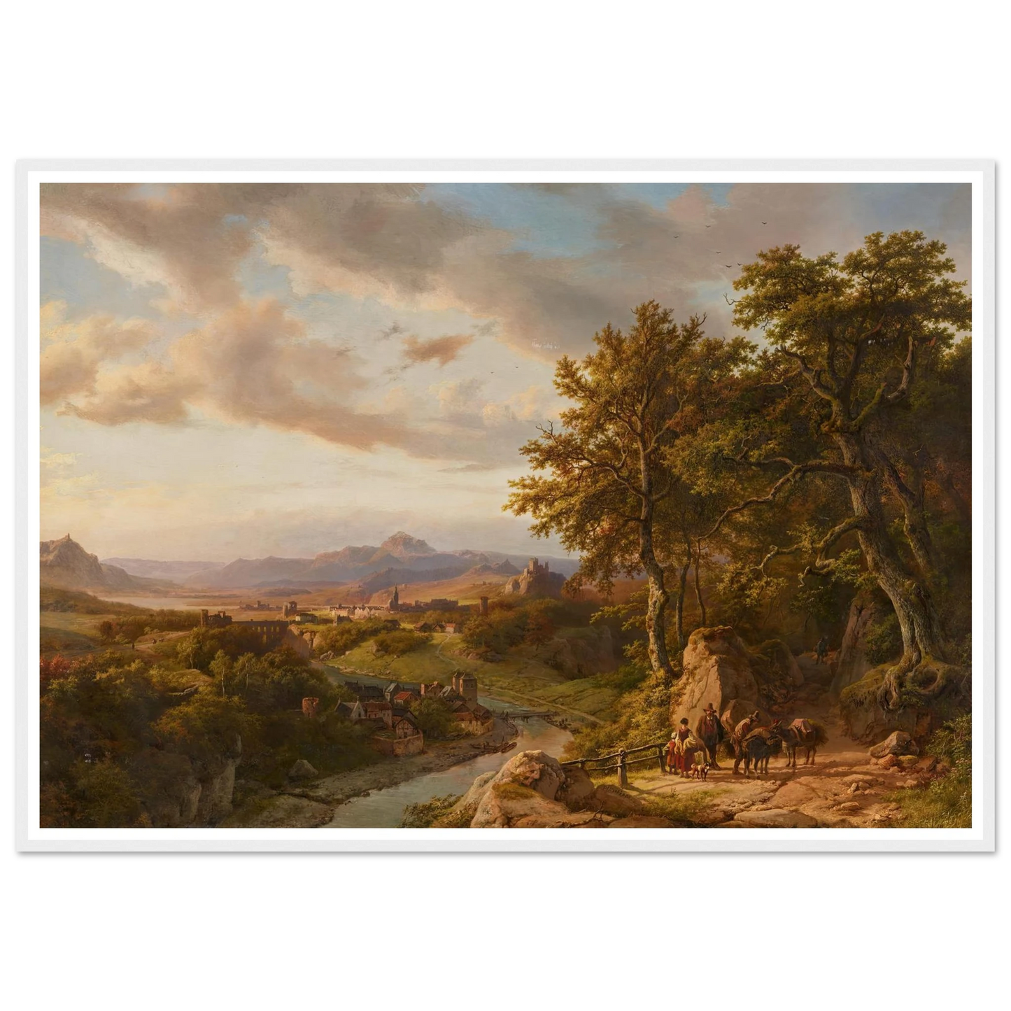 Panoramalandschaft am Mittelrhein (1852) Art Print | Barend Cornelis Koekkoek - Framed Poster - 30x40 cm / 12x16″ - Black frame