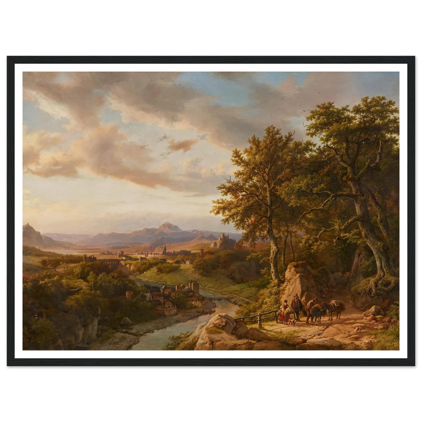 Panoramalandschaft am Mittelrhein (1852) Art Print | Barend Cornelis Koekkoek - Framed Poster - 30x40 cm / 12x16″ - Black frame