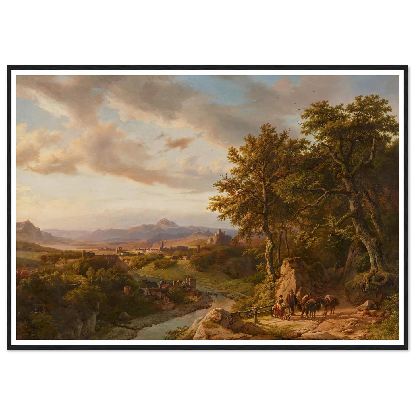 Panoramalandschaft am Mittelrhein (1852) Art Print | Barend Cornelis Koekkoek - Framed Poster - 30x40 cm / 12x16″ - Black frame
