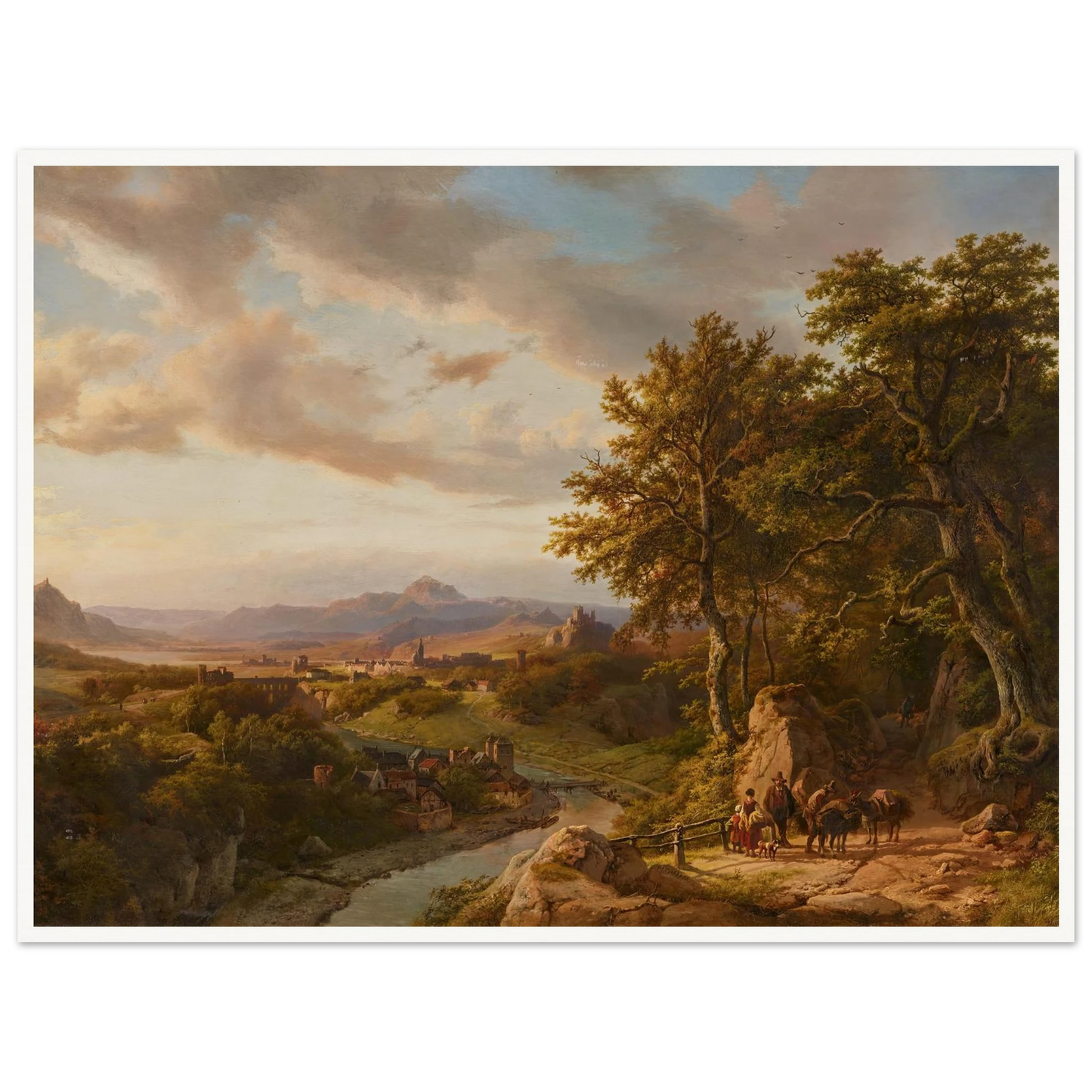Panoramalandschaft am Mittelrhein (1852) Art Print | Barend Cornelis Koekkoek - Framed Poster - 30x40 cm / 12x16″ - Black frame