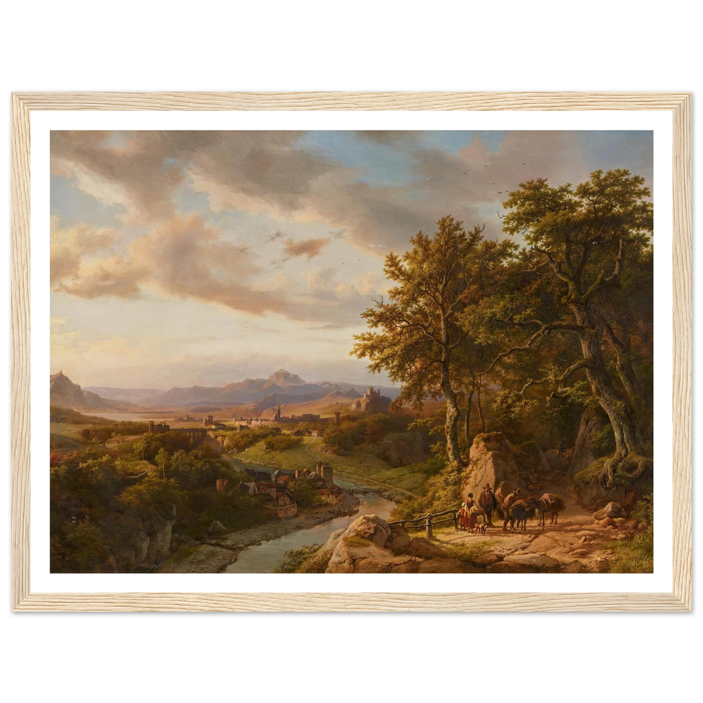 Panoramalandschaft am Mittelrhein (1852) Art Print | Barend Cornelis Koekkoek - Framed Poster - 30x40 cm / 12x16″ - Black frame