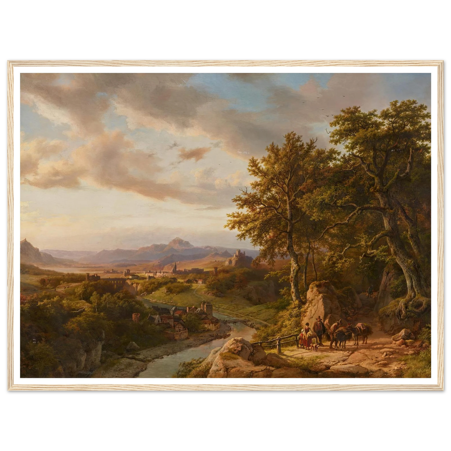 Panoramalandschaft am Mittelrhein (1852) Art Print | Barend Cornelis Koekkoek - Framed Poster - 30x40 cm / 12x16″ - Black frame