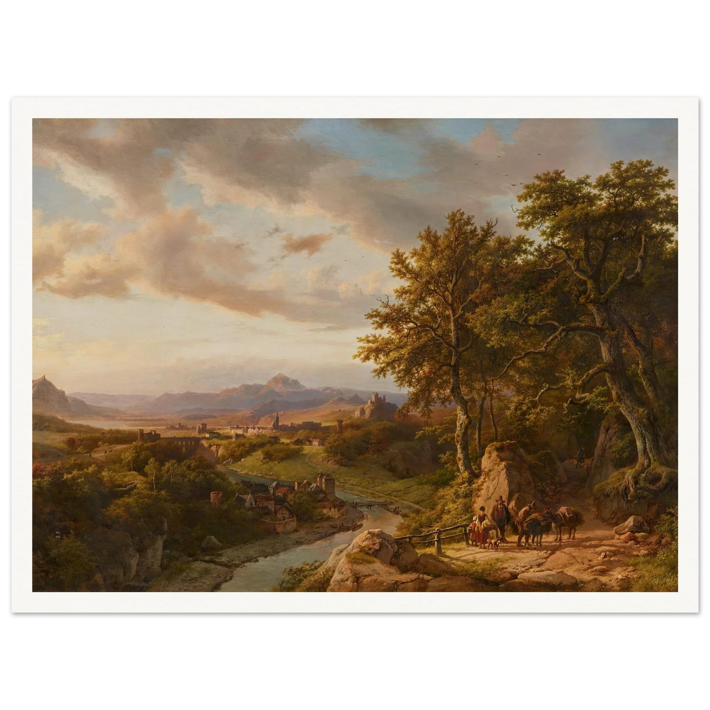 Panoramalandschaft am Mittelrhein (1852) Art Print | Barend Cornelis Koekkoek - Framed Poster - 30x40 cm / 12x16″ - Black frame