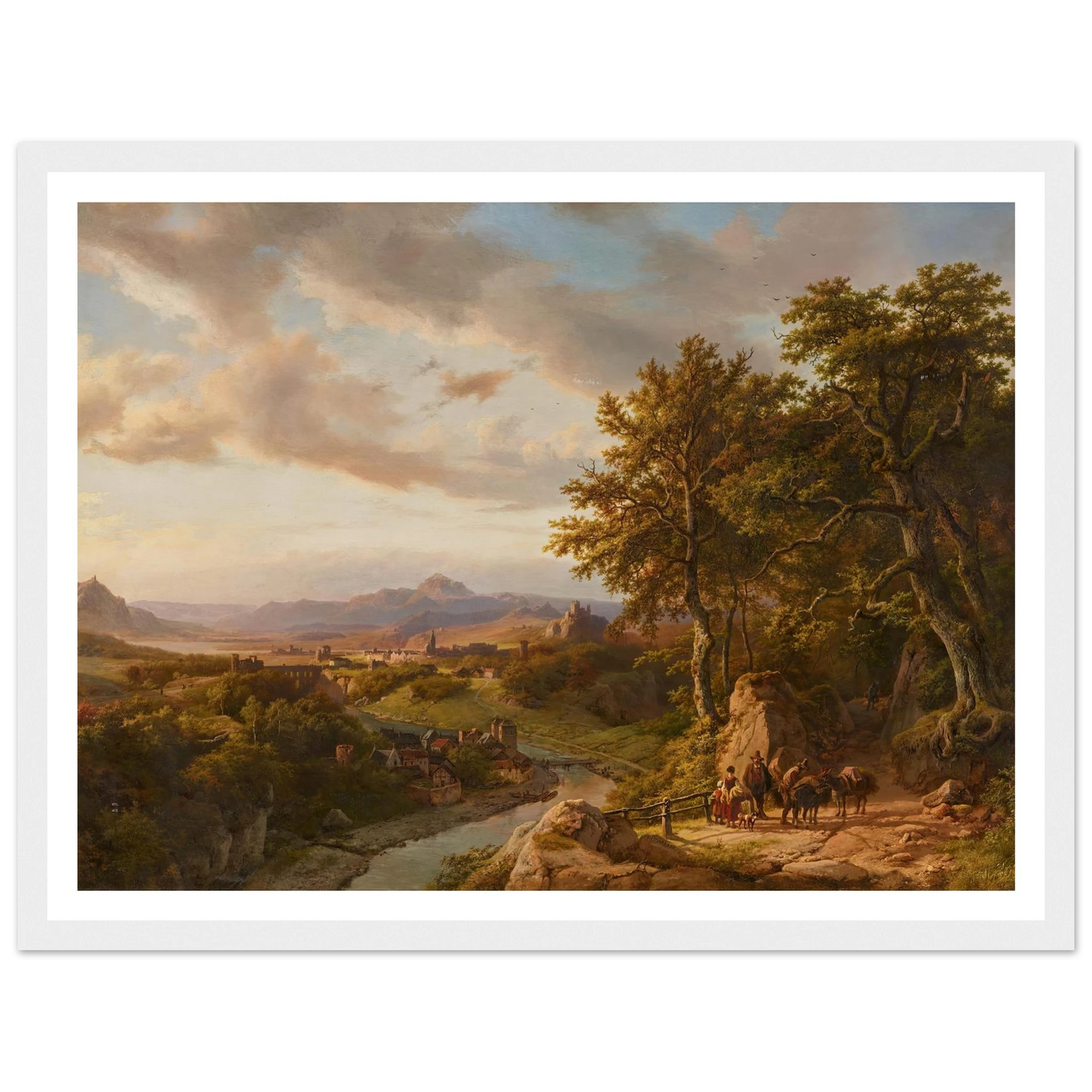 Panoramalandschaft am Mittelrhein (1852) Art Print | Barend Cornelis Koekkoek - Framed Poster - 30x40 cm / 12x16″ - Black frame