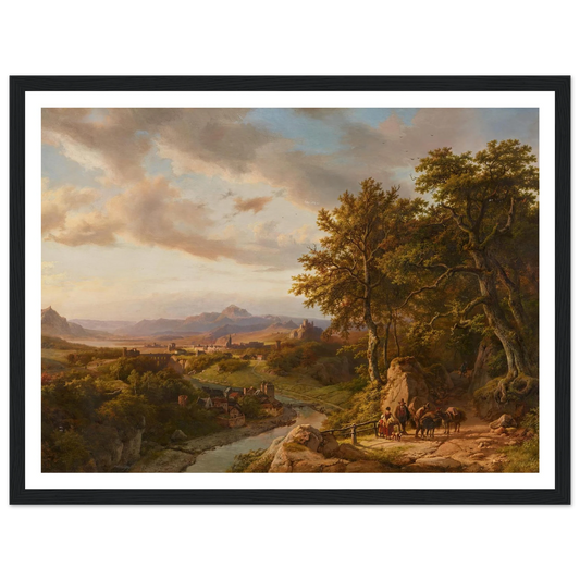 Panoramalandschaft am Mittelrhein (1852) Art Print | Barend Cornelis Koekkoek - Framed Poster - 30x40 cm / 12x16″ - Black frame