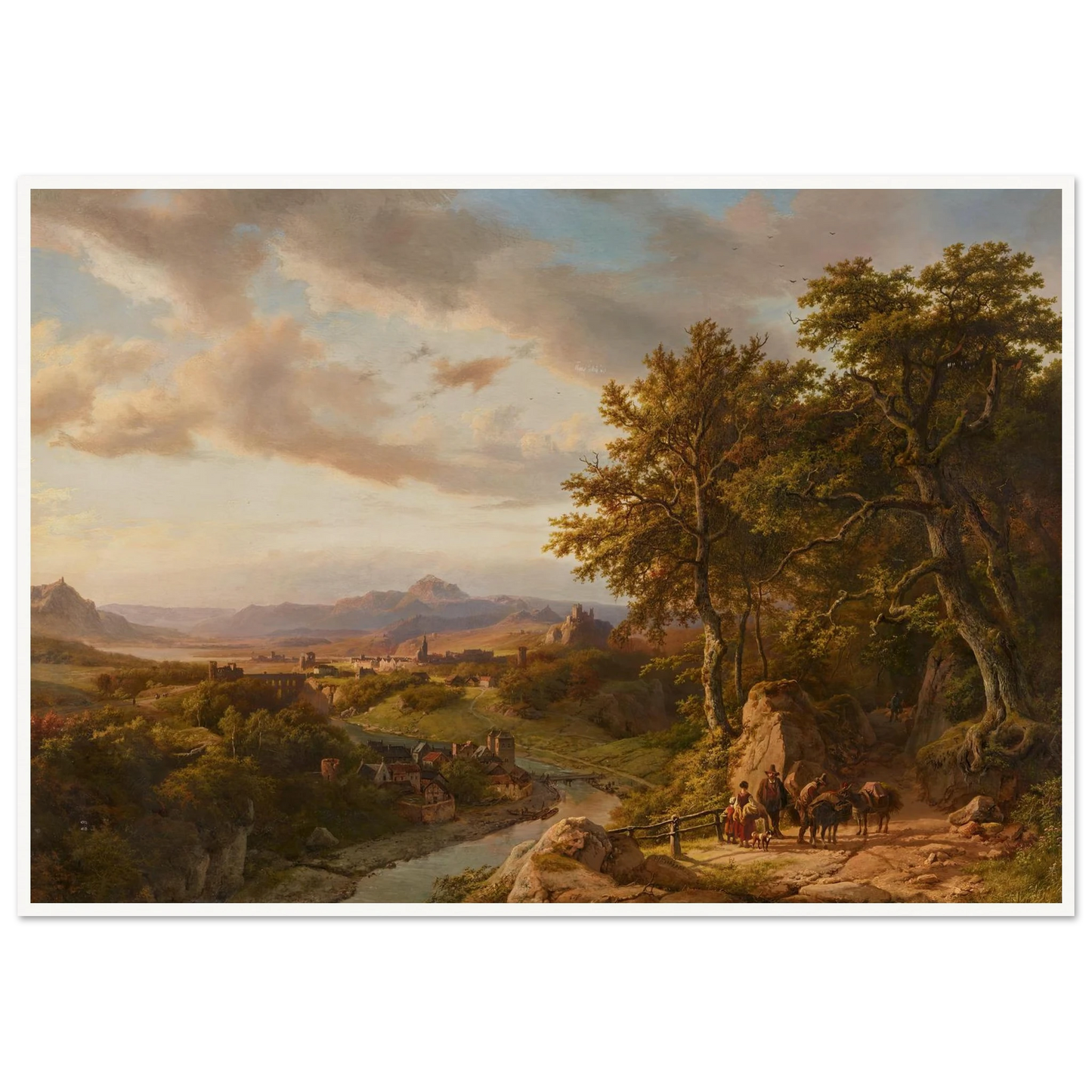 Panoramalandschaft am Mittelrhein (1852) Art Print | Barend Cornelis Koekkoek - Framed Poster - 30x40 cm / 12x16″ - Black frame