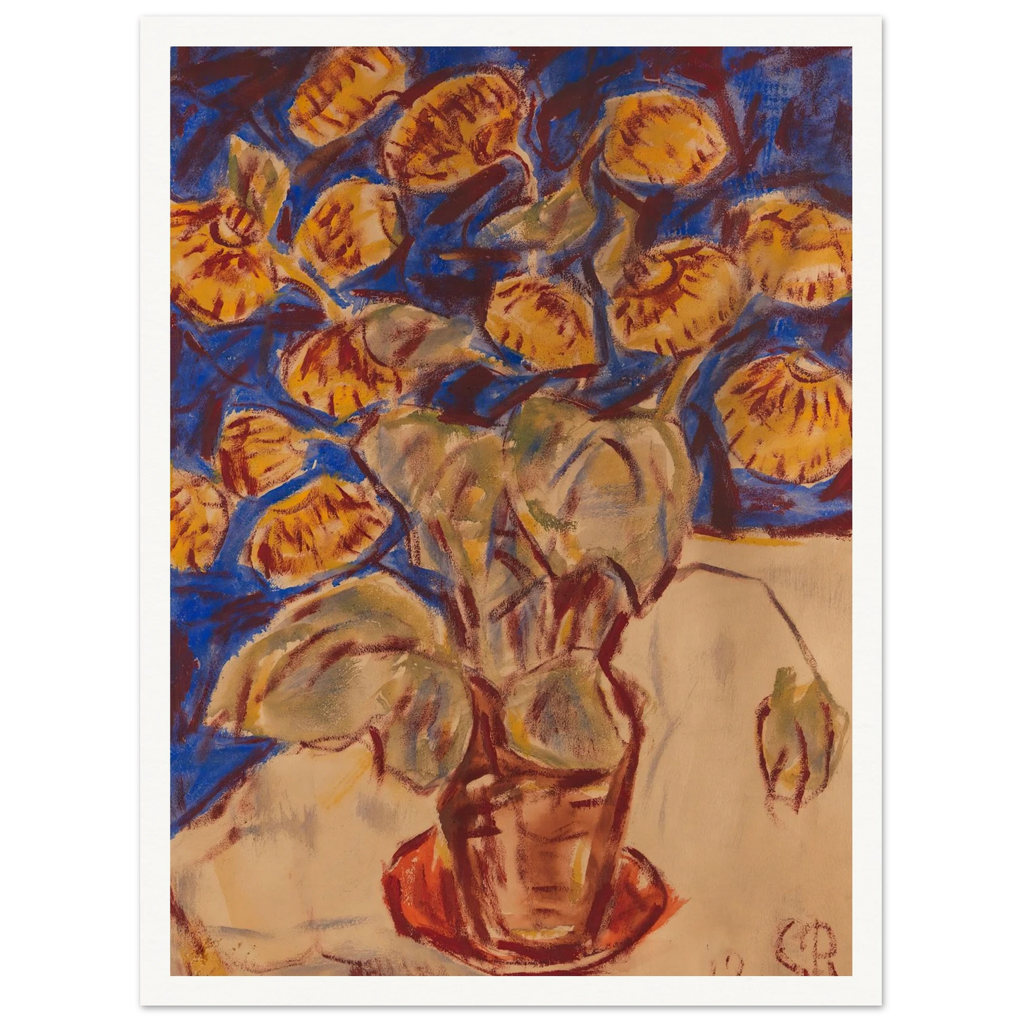 Pantoffelblume (1919) Art Print | Christian Rohlfs - Framed Poster - 30x40 cm / 12x16″ - Black frame