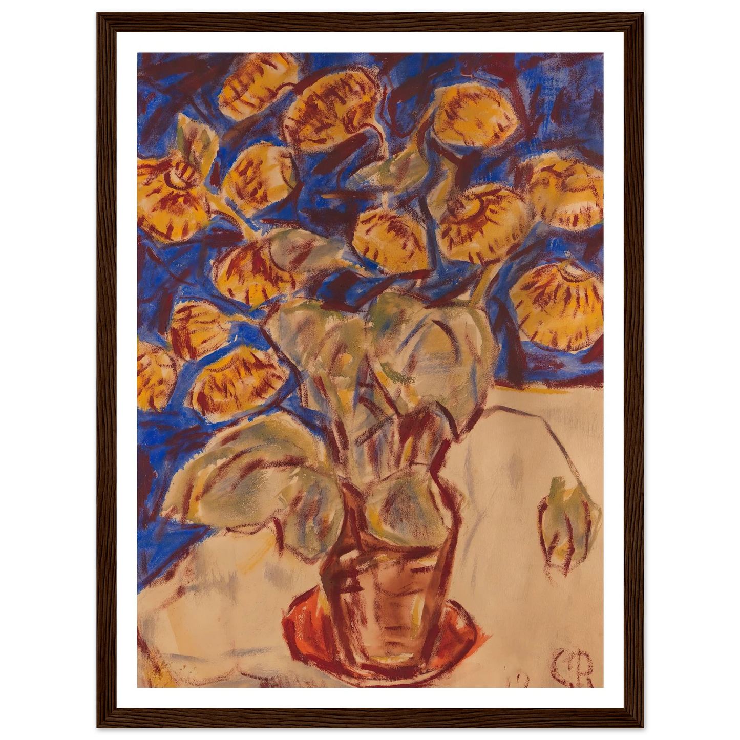 Pantoffelblume (1919) Art Print | Christian Rohlfs - Framed Poster - 30x40 cm / 12x16″ - Black frame
