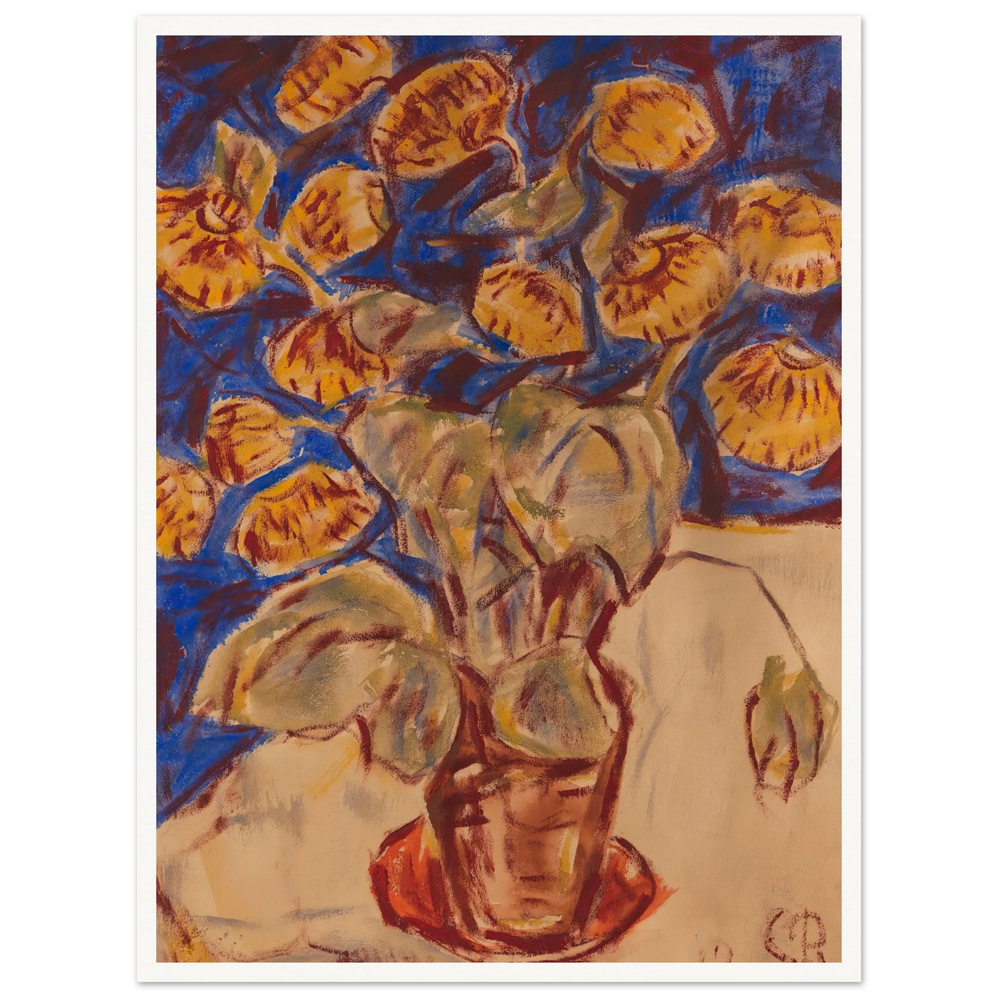 Pantoffelblume (1919) Art Print | Christian Rohlfs - Framed Poster - 30x40 cm / 12x16″ - Black frame