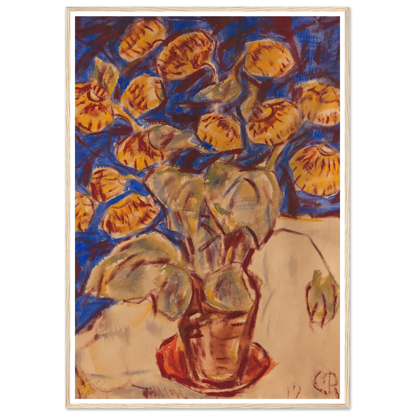 Pantoffelblume (1919) Art Print | Christian Rohlfs - Framed Poster - 30x40 cm / 12x16″ - Black frame