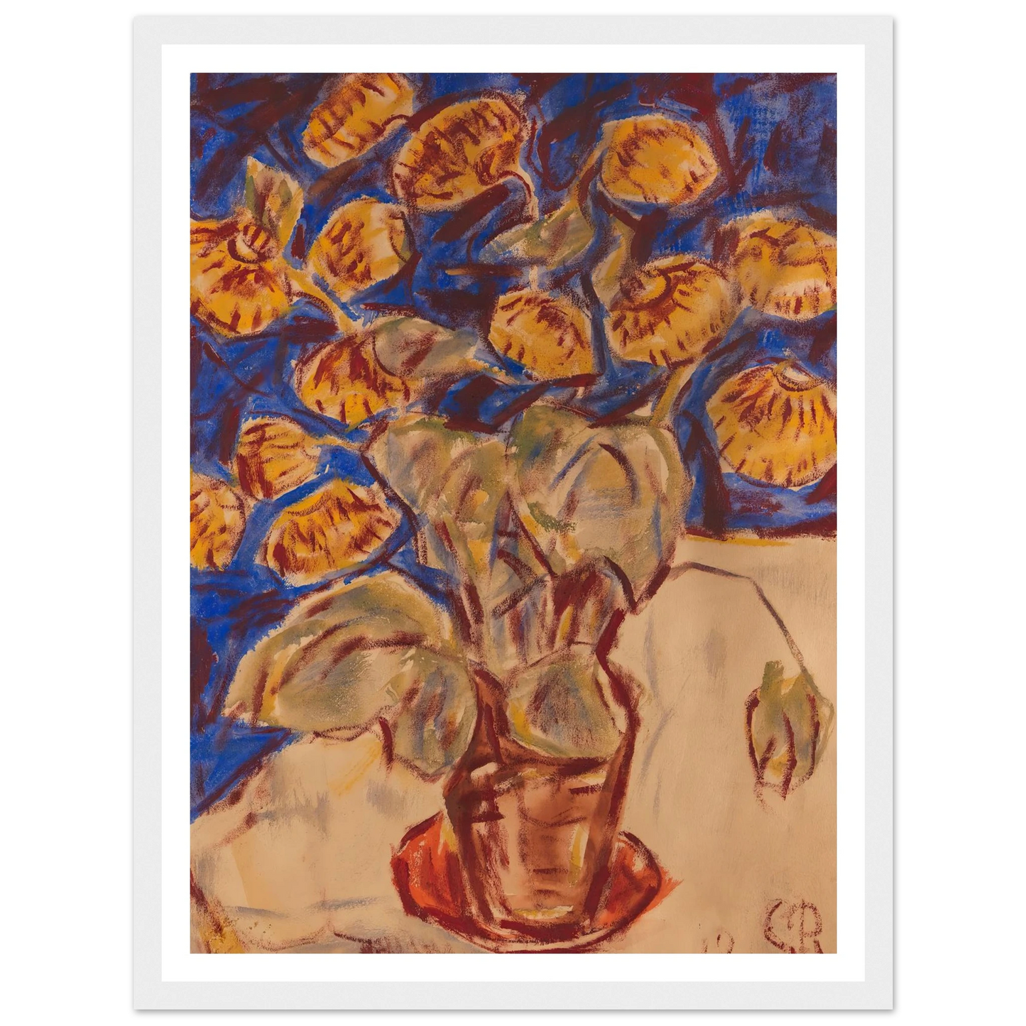 Pantoffelblume (1919) Art Print | Christian Rohlfs - Framed Poster - 30x40 cm / 12x16″ - Black frame