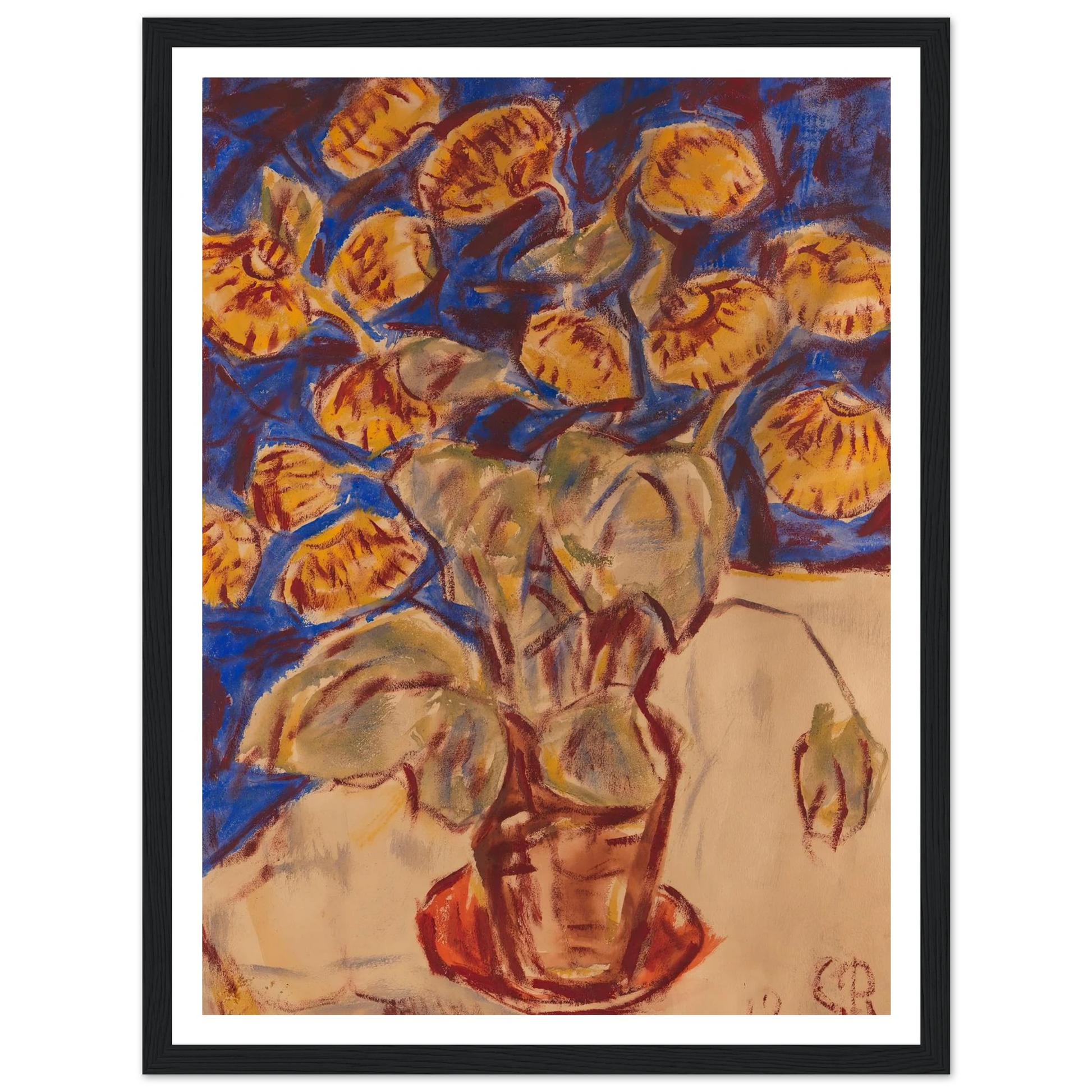 Pantoffelblume (1919) Art Print | Christian Rohlfs - Framed Poster - 30x40 cm / 12x16″ - Black frame