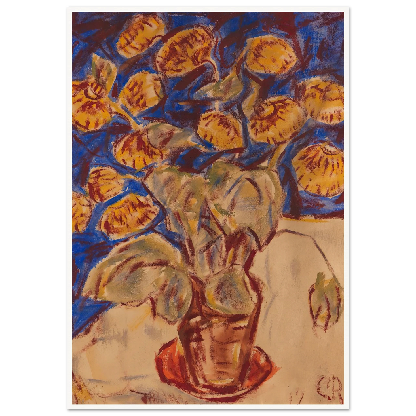 Pantoffelblume (1919) Art Print | Christian Rohlfs - Framed Poster - 30x40 cm / 12x16″ - Black frame