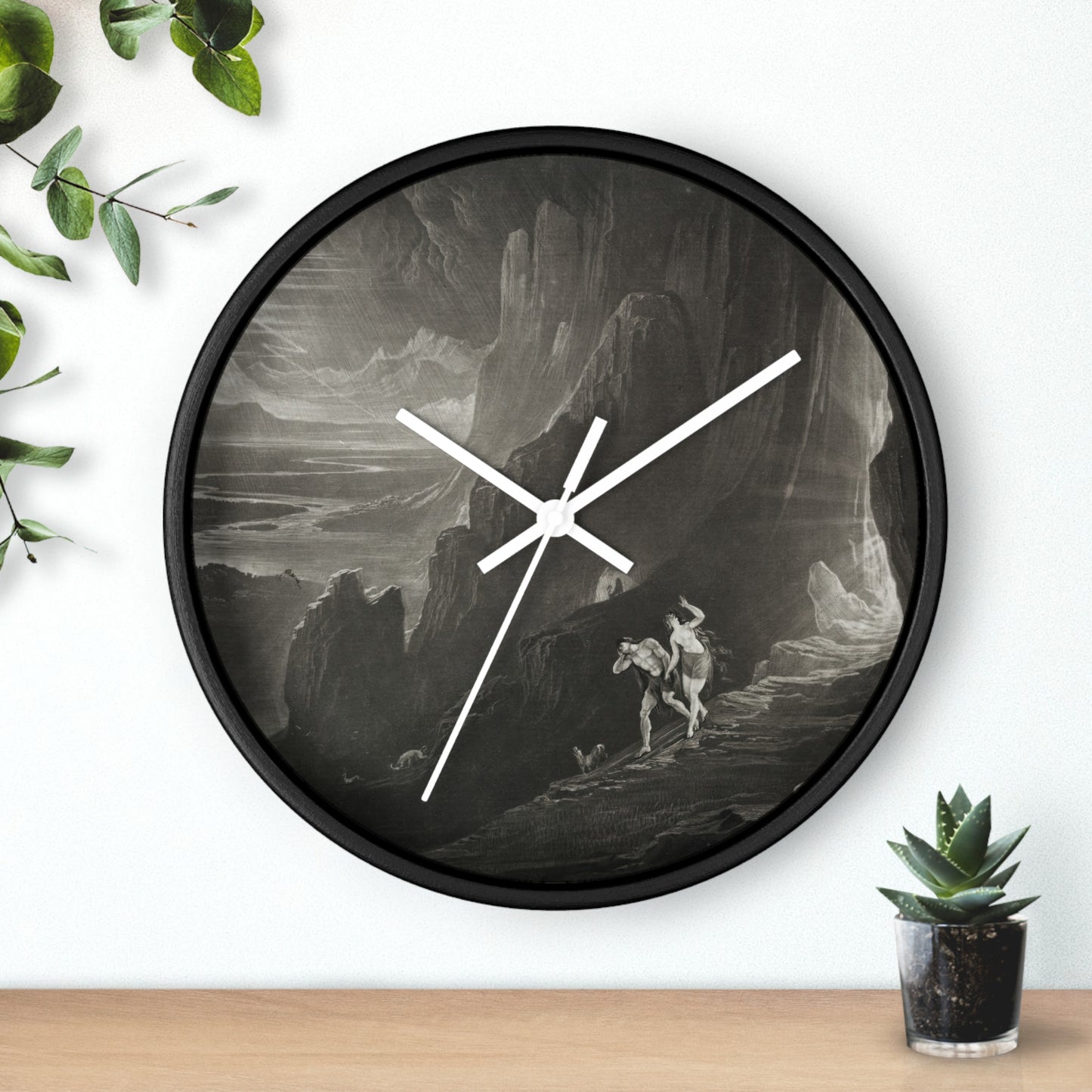 Paradise Lost; Adam and Eve Driven out of Paradise Wall Clock | John Martin - White - Black Base - 10"