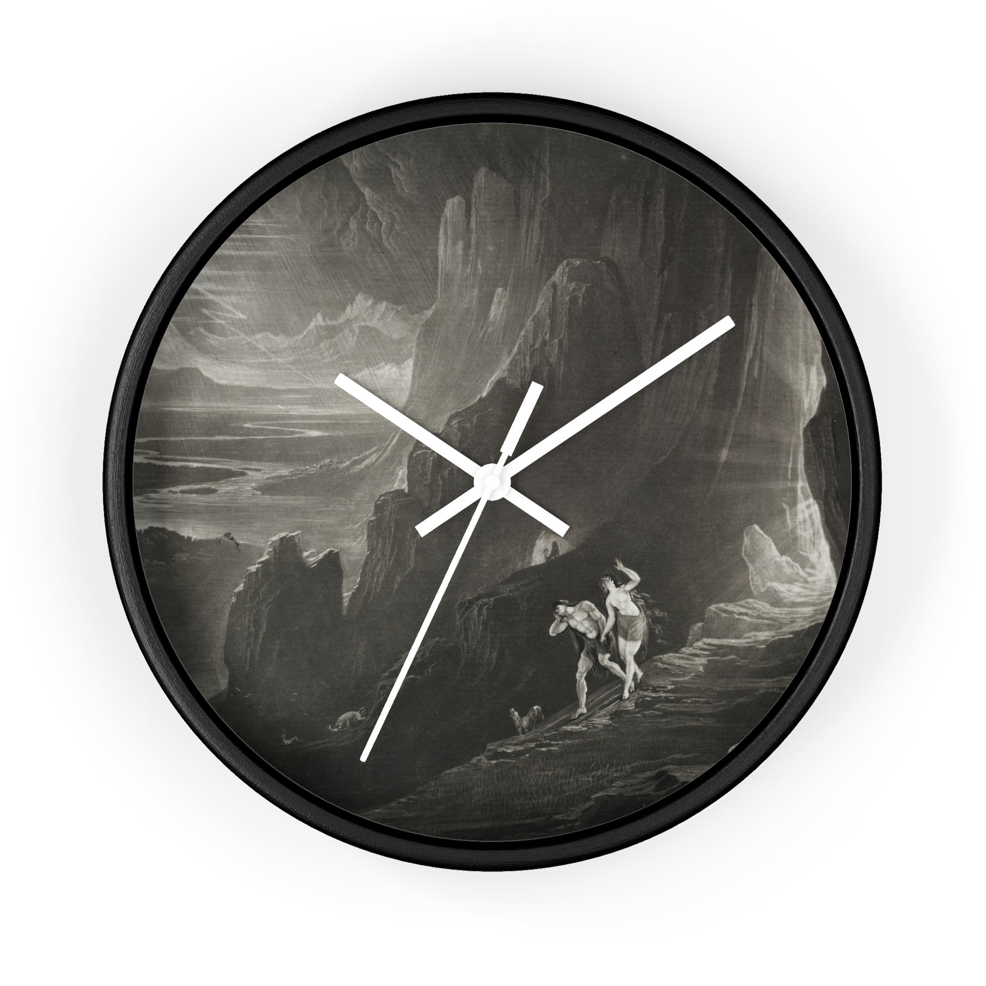 Paradise Lost; Adam and Eve Driven out of Paradise Wall Clock | John Martin - White - Black Base - 10"